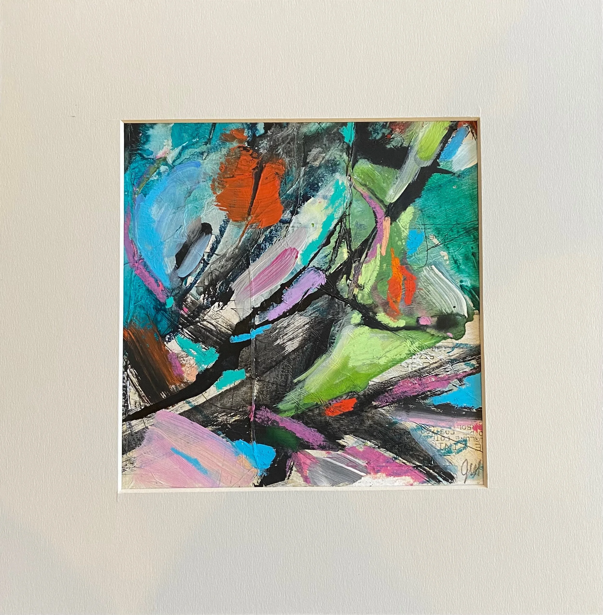 Eternal Spring  - 7.5x7in.(image), 12x12in.(matt), acrylic, collage, ink. $95