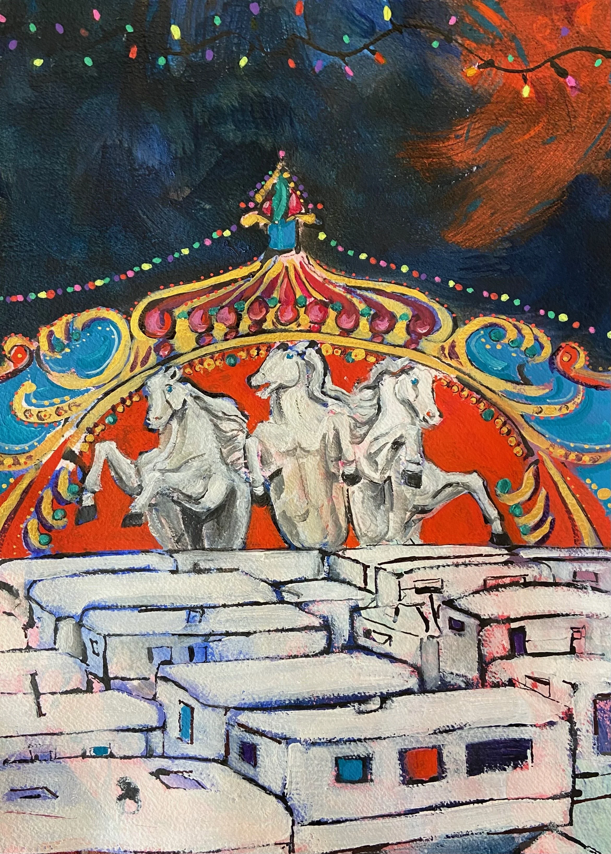 Family Circus-  acrylic on paper, 16x12in., $800