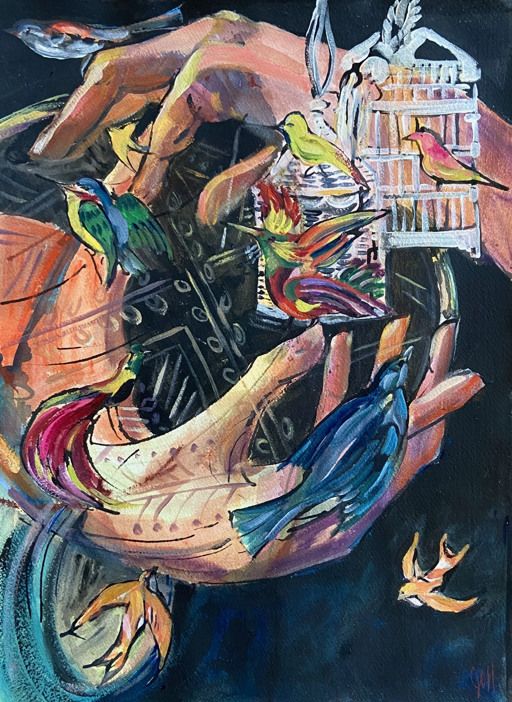  On Gossamer Wings- acrylic on paper, 16x12in., $800