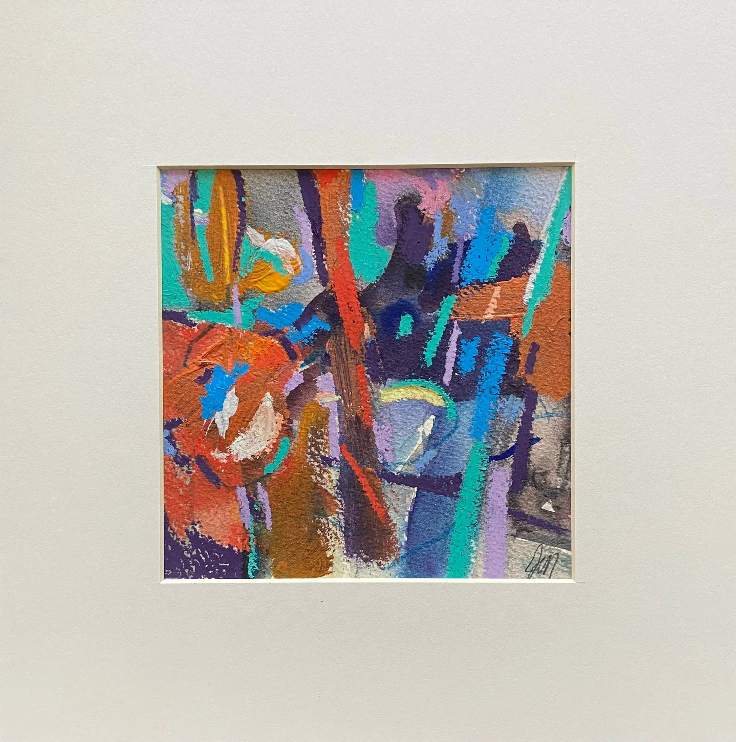 Red Tree- 5.5x5.5in.(image),10x10in.(matt), oil pastel. $45