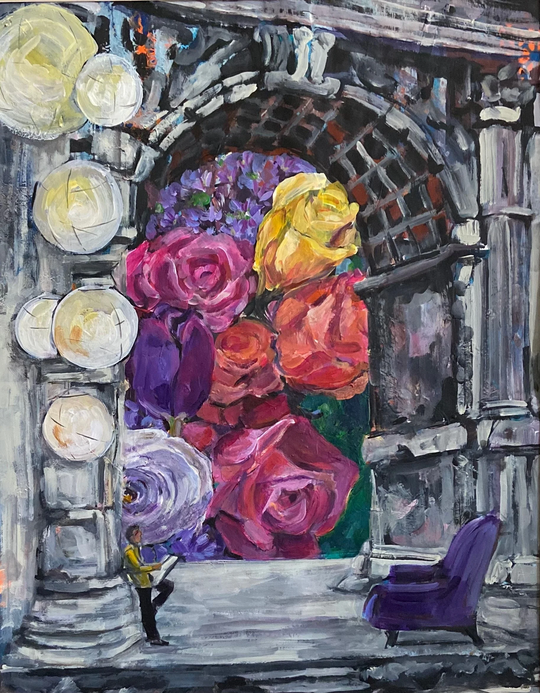 I Brought you Flowers- acrylic on paper, 26x20in. , $1200