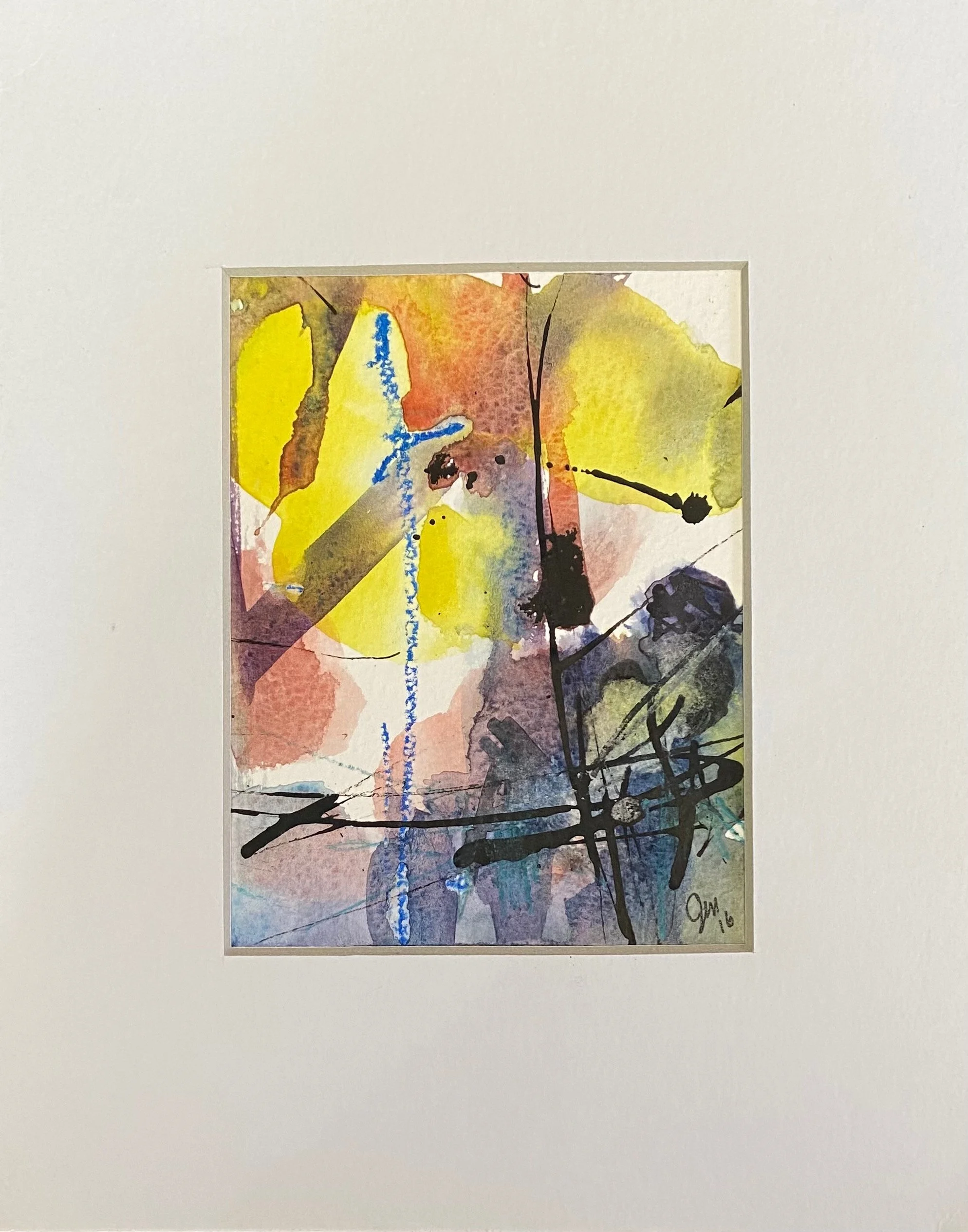 Under Asbestos Skies- 4.5x6.5in.(image),10x10in.(matt), ink, watercolour. $45