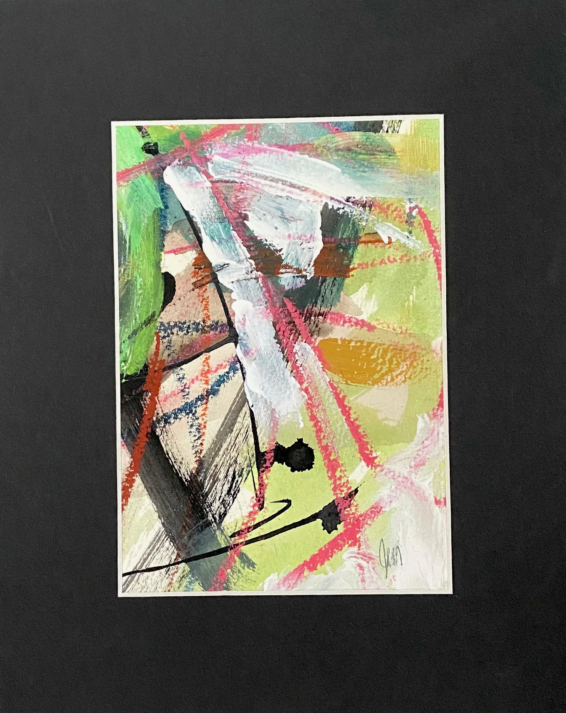 White Lite - 4.5x6.5in.(image),10x10in.(matt), ink, watercolour,acrylic. $45