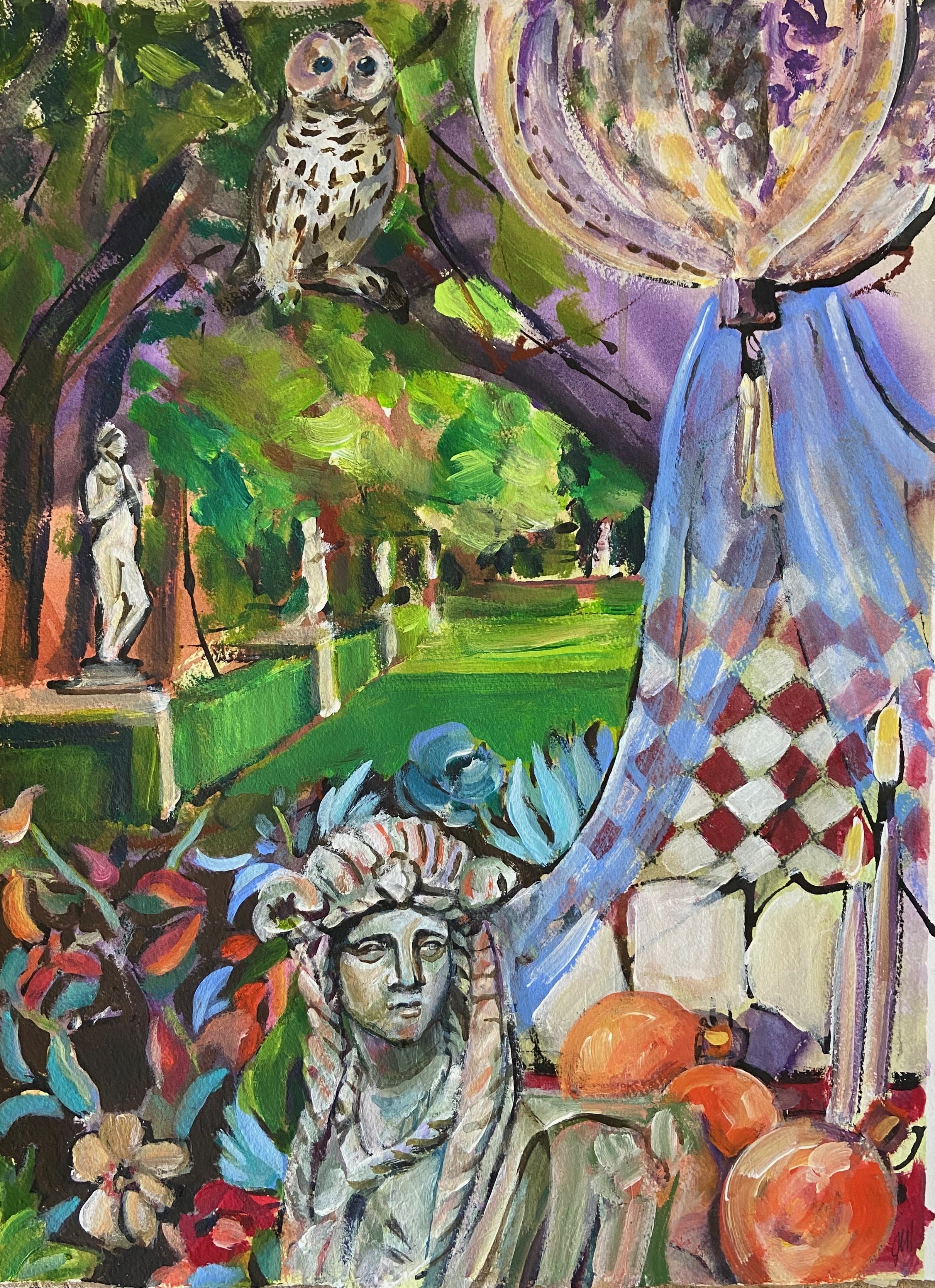  Garden Party- acrylic on paper, 16x12in., $800