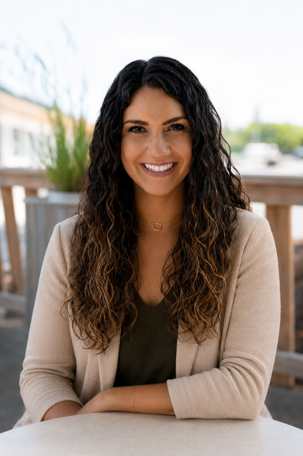 Outdoor professional portrait with greenery