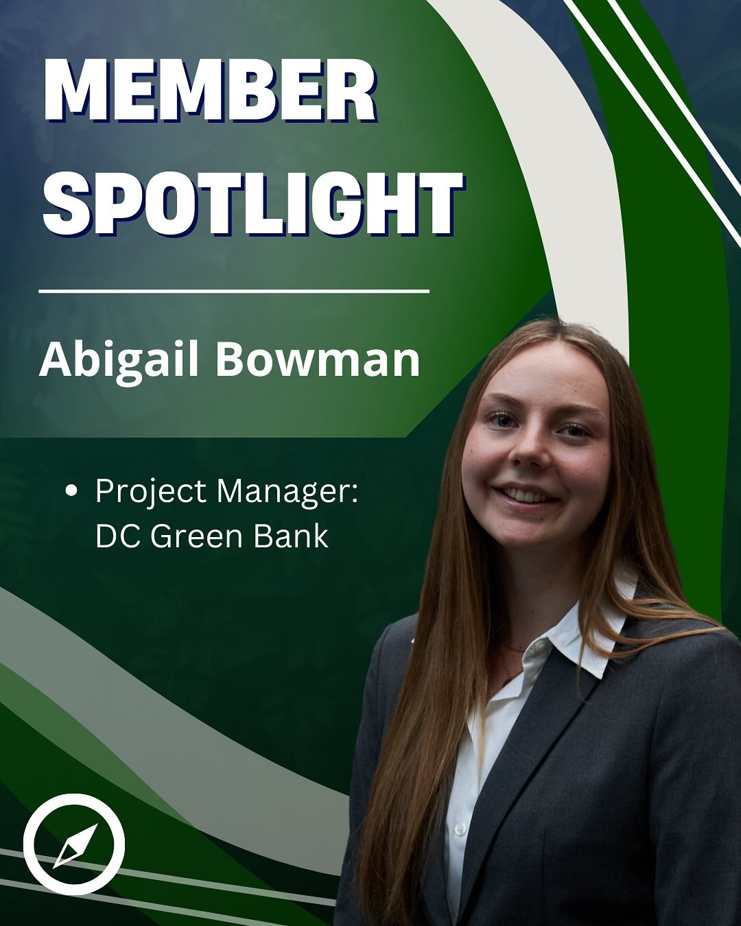 Compass is excited to highlight Abigail Bowman as this semester comes to a close.
Abby initially joined Compass as a Project Analyst for the for the three-year Cocoa, Carbon, Community (C3) project and now serves as the Project Manager of DC Green