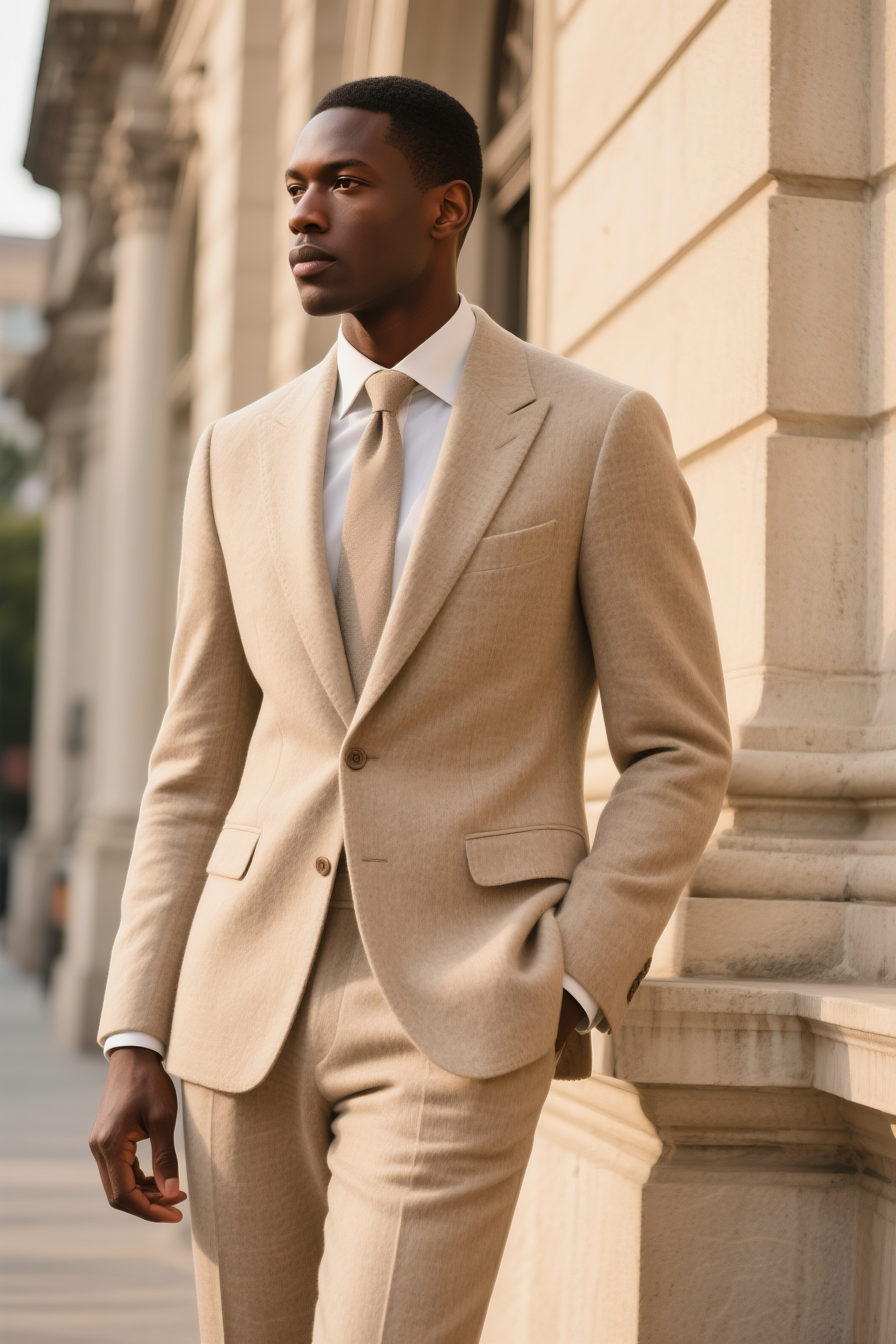 Smooth man in Tan. This look is so smooth and clean. The multi cream look is one of our essential looks. $795