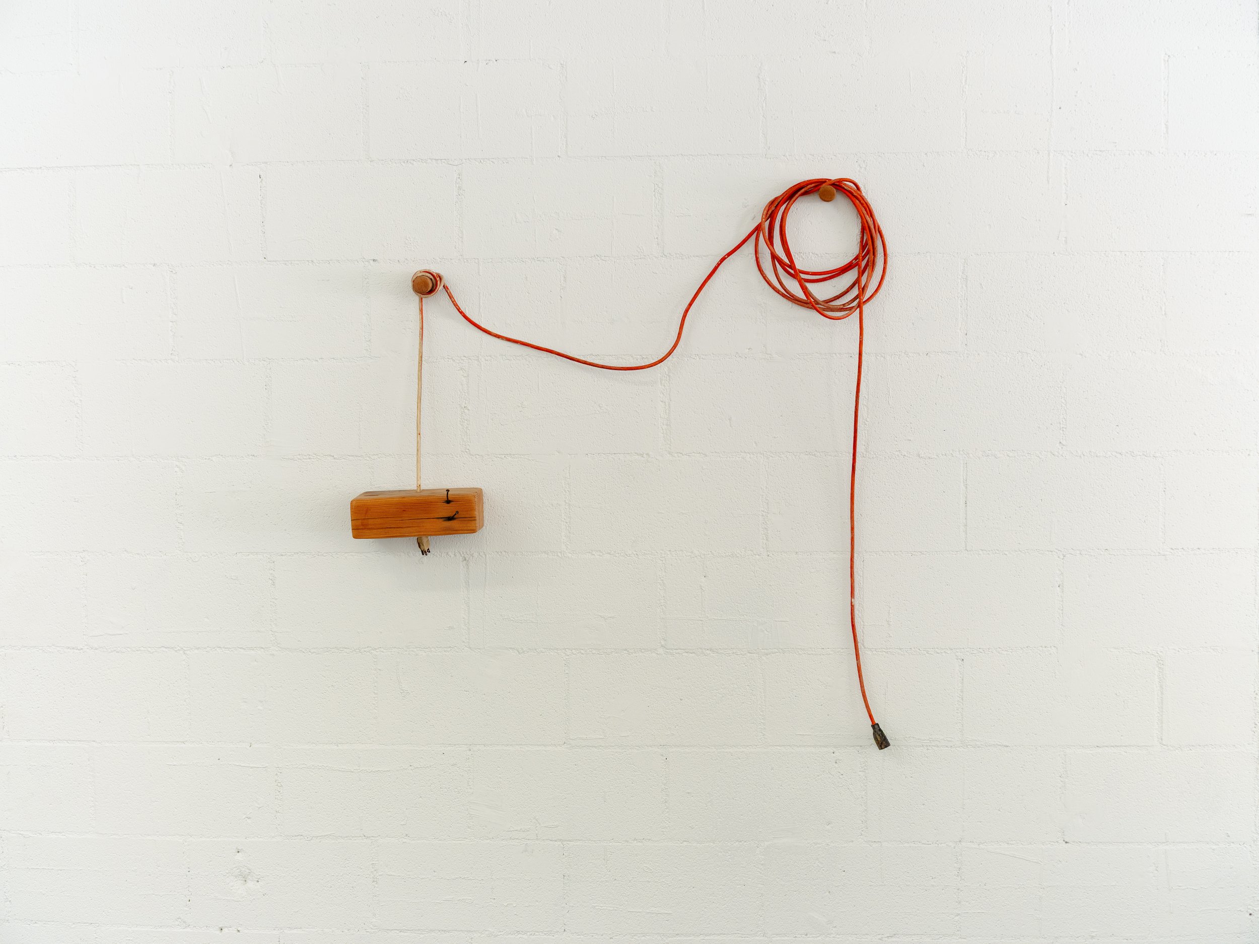 Encumbrance
2025
Found wood, extension cord, wood hooks Dimensions variable