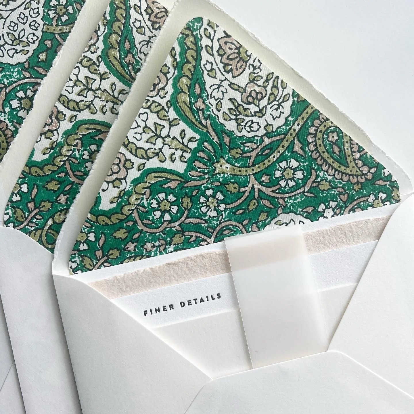 Lush layers for spring #letterpressstationery #handmadepaper #envelopeliner #springwedding #weddinginspo