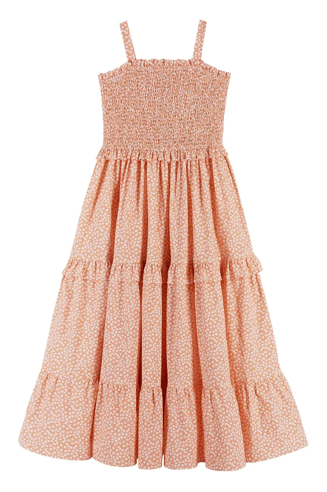 chinese dress ladies Ava & Yelly Kids' Floral Ruffle Strap Maxi Dress in Yellow Floral at Nordstrom, Size 10