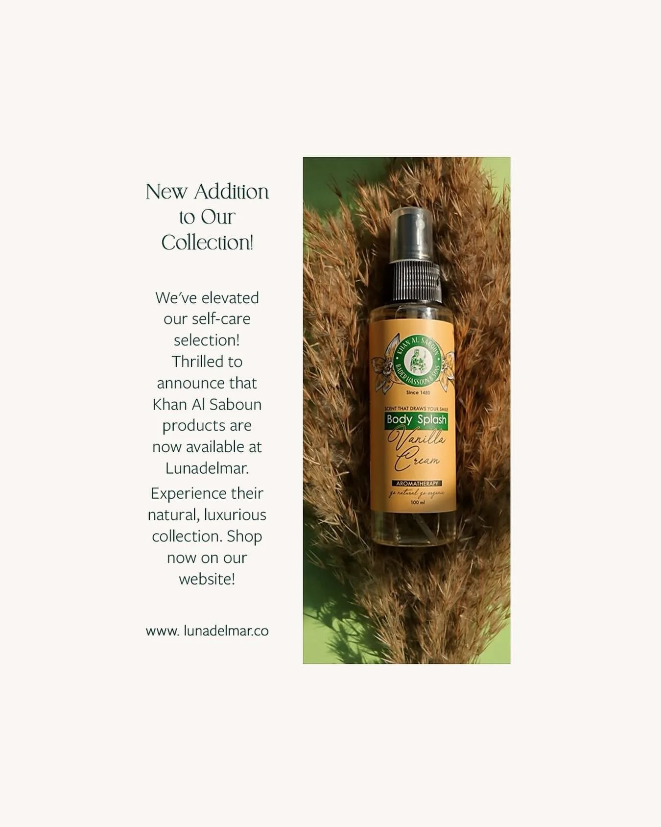 New in the Lunadelmar collection 🌿
We&rsquo;re so excited to welcome Khan Al Saboun &mdash; a natural, luxurious self-care line rooted in tradition and crafted with intention.

Shop now at lunadelmar.co ✨

#Lunadelmar  #NaturalBeauty #cleanbeauty #n