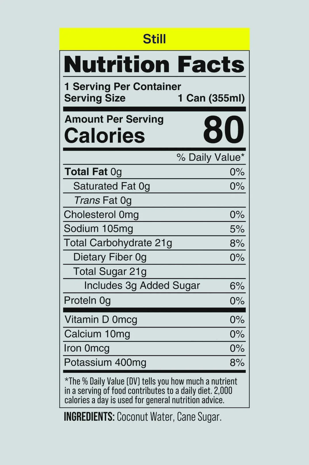 Coaqua Still Coconut Water lunadelmar ingredients