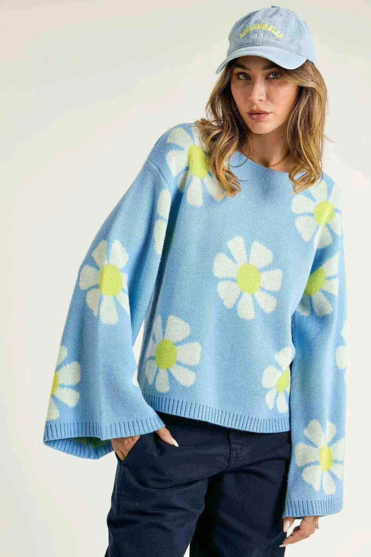 Floral Round Neck Sweater