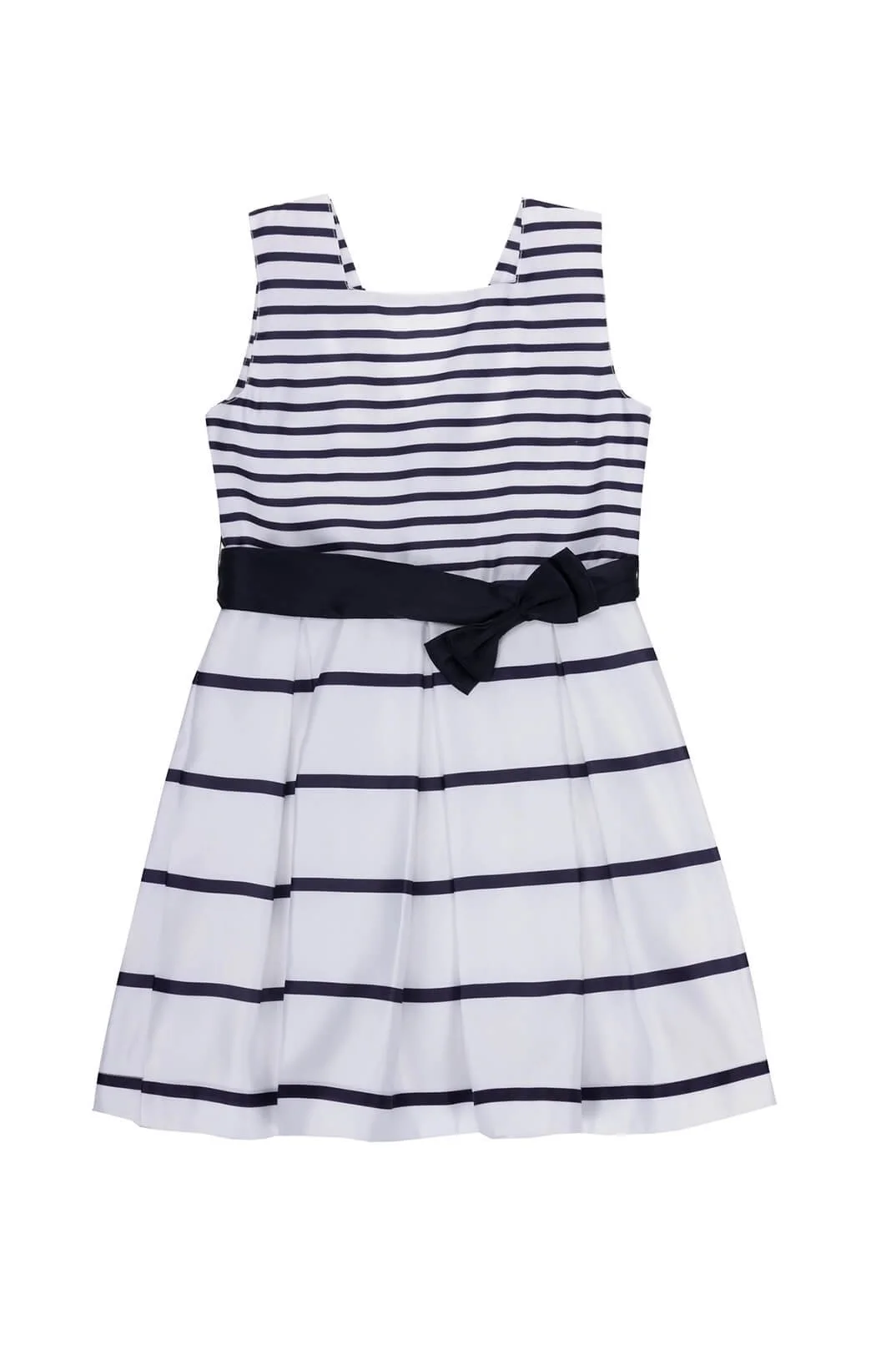 Navy and White Striped Satin Dress