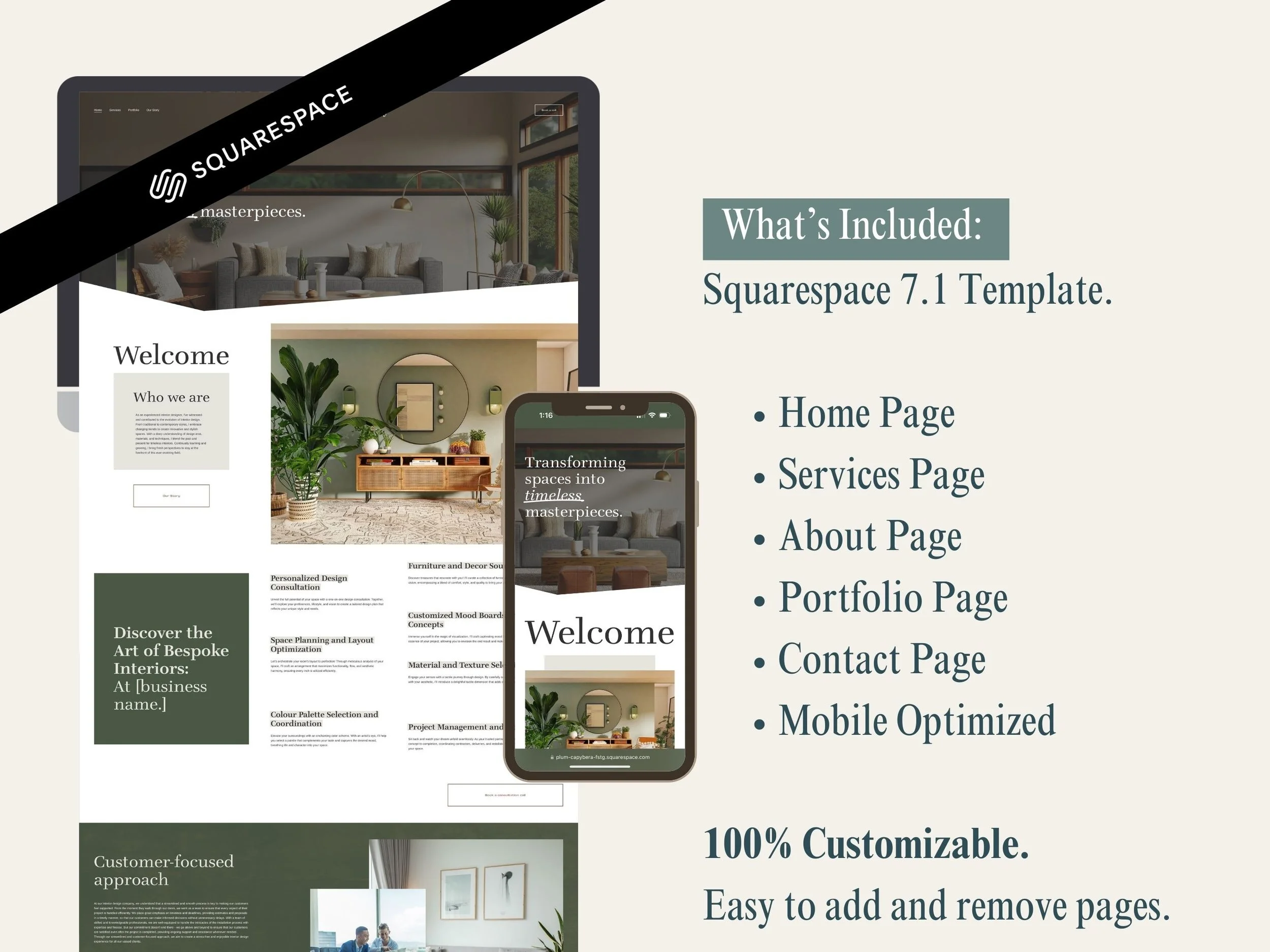 Squarespace 7.1 Template Design, Construction, Interiors — Custom Web