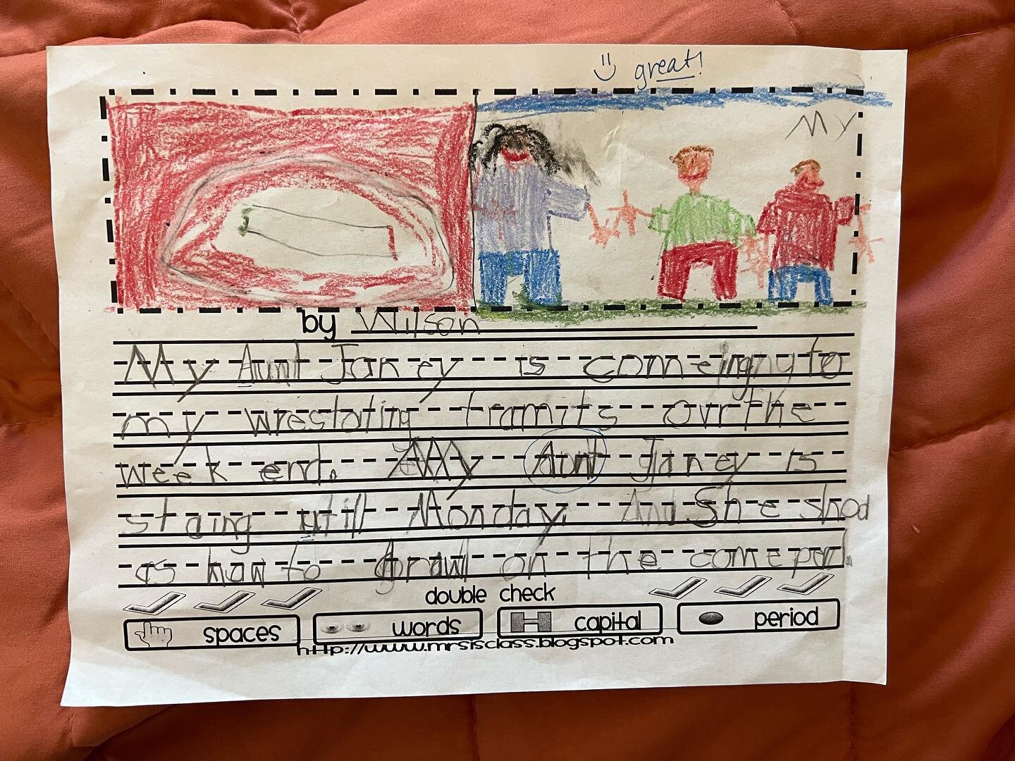 Oh wow! I am cleaning out  an old dresser and came across this little gem. My nephew Wilson drew this picture and practiced his writing in &hellip;what grade? Maybe second? I ❤️❤️❤️ this! He&rsquo;s not a kid anymore! Swipe to see him all grown up an