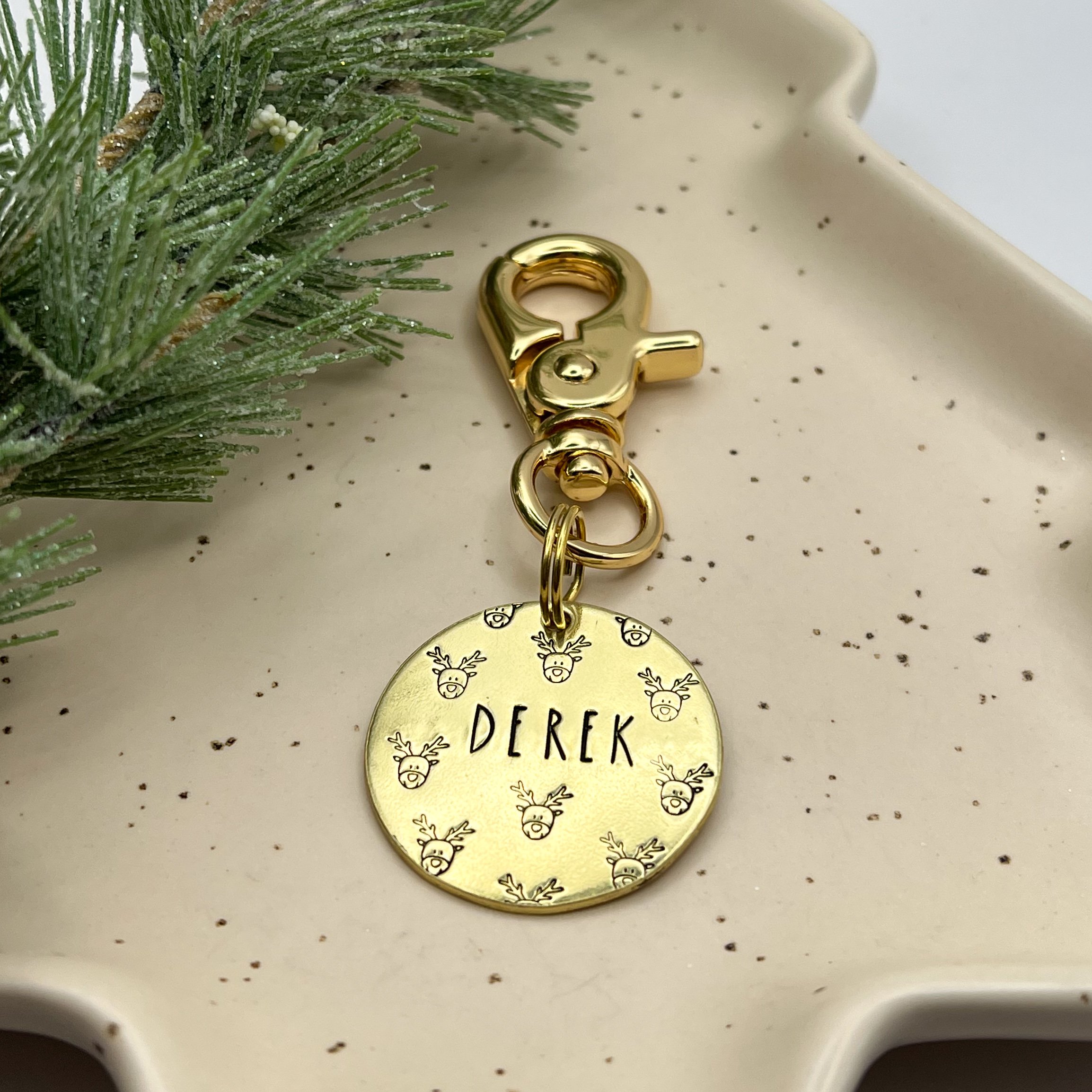 santa's helper pet ID tag | custom metal hand stamped tag