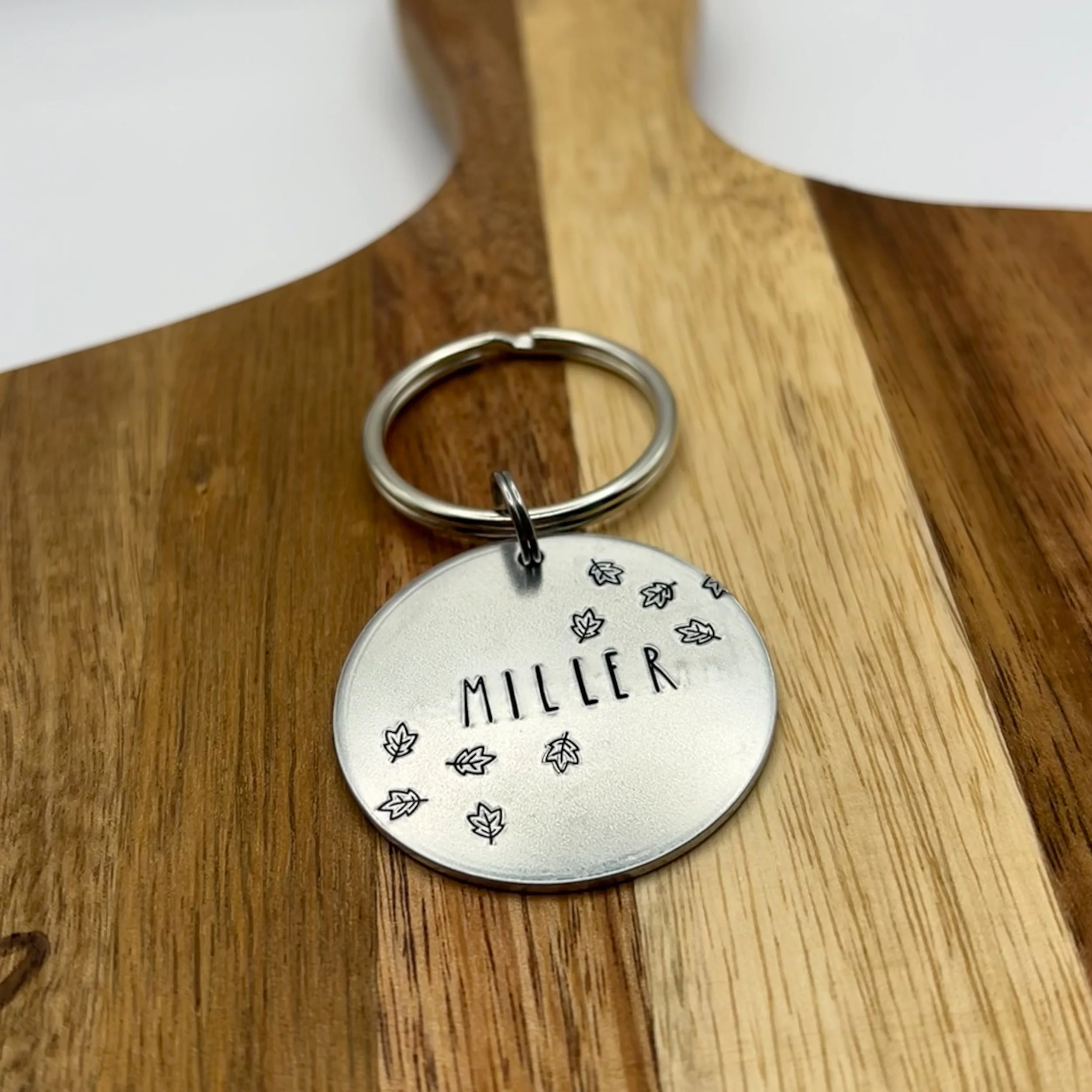 autumn leaves pet ID tag | custom metal hand stamped tag