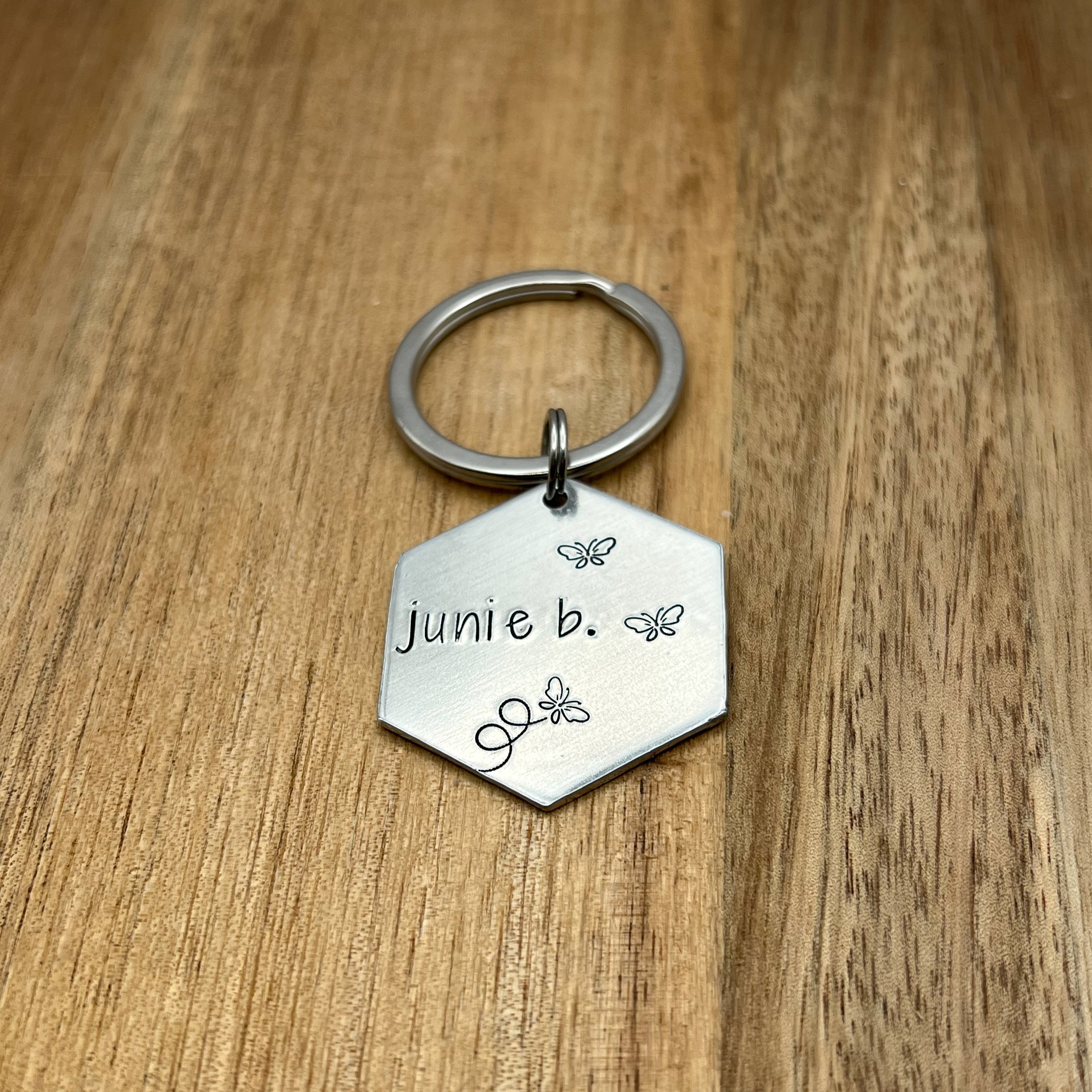 flutter trail pet ID tag | custom metal hand stamped tag