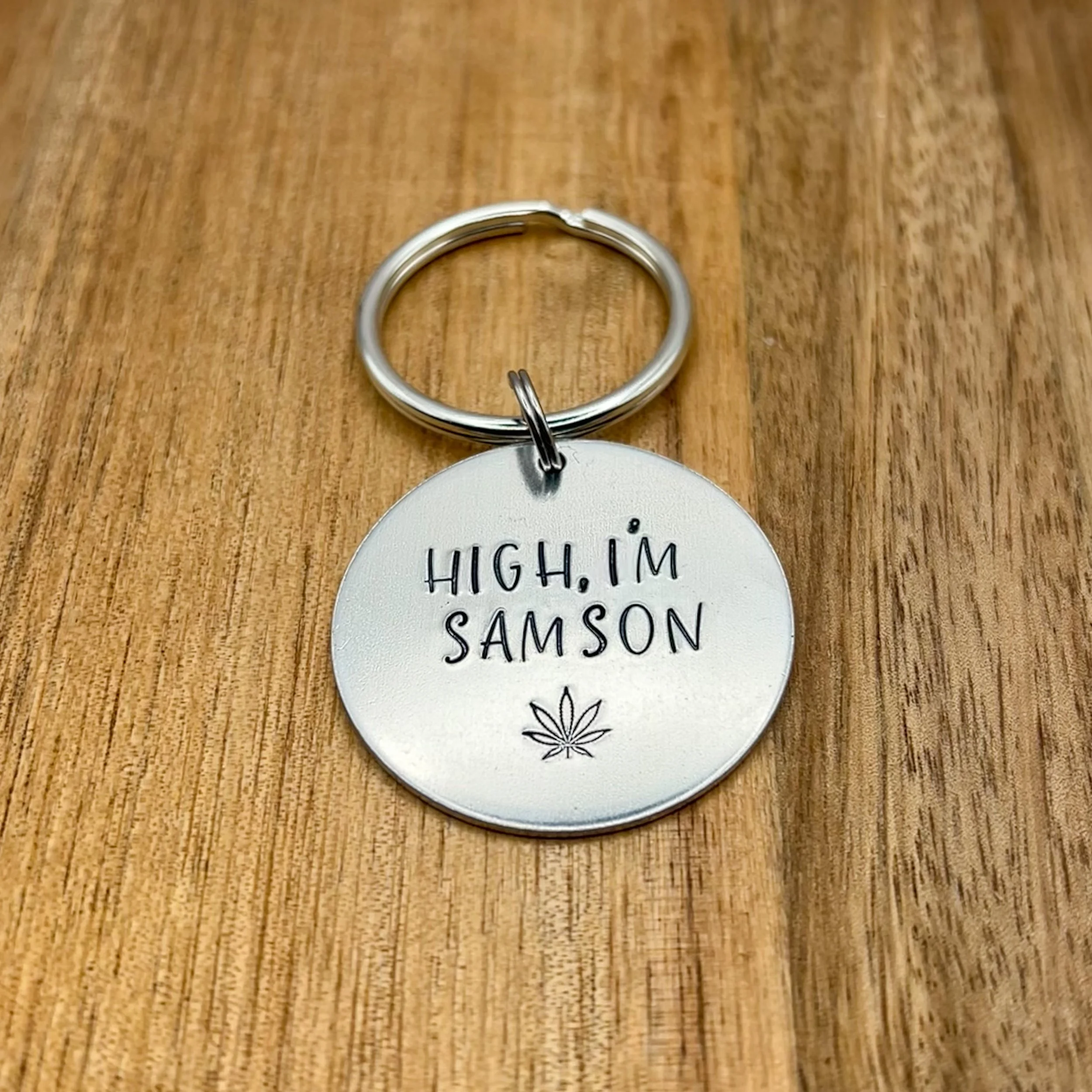 420 friendly pet ID tag | custom metal hand stamped tag