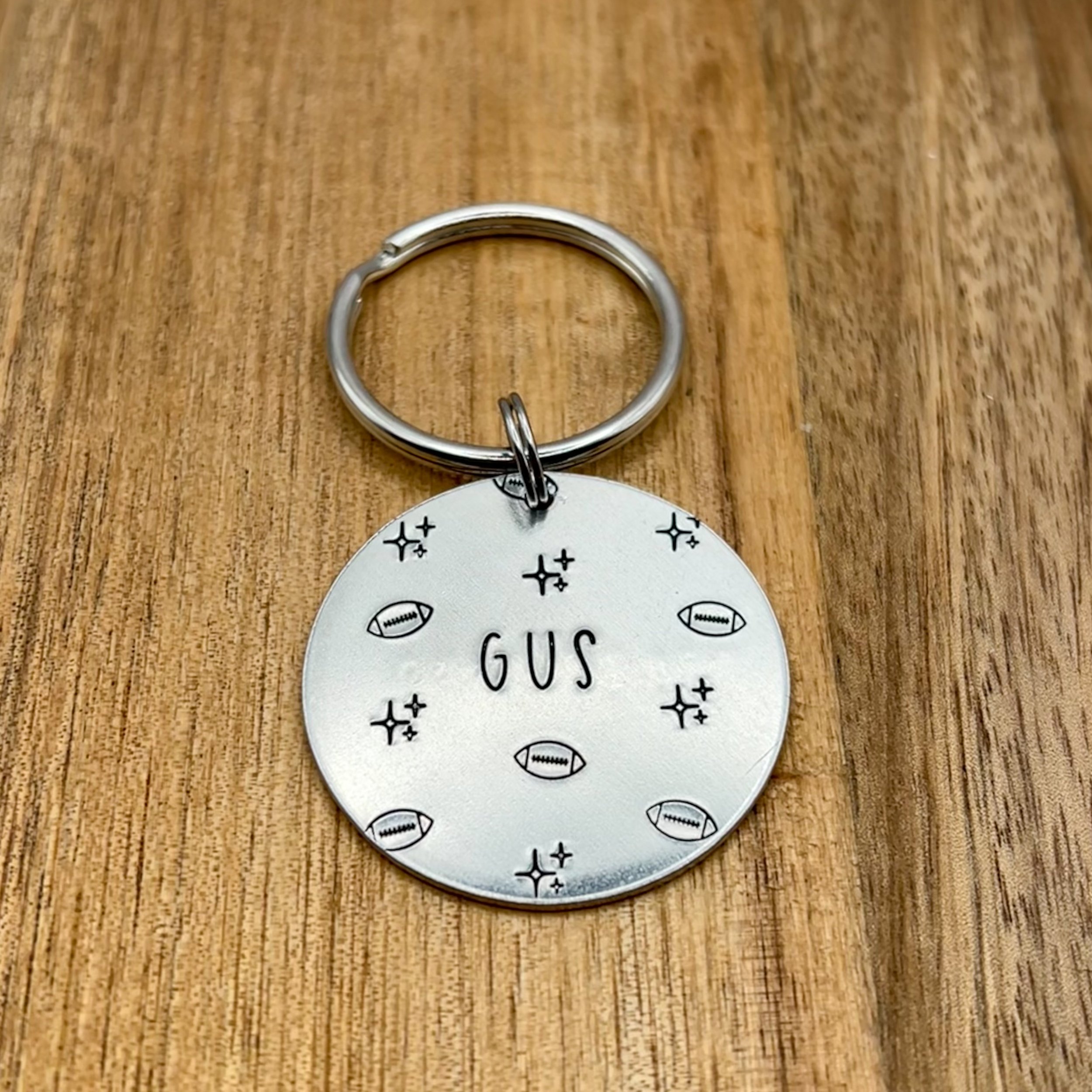 game day pet ID tag | custom metal hand stamped tag