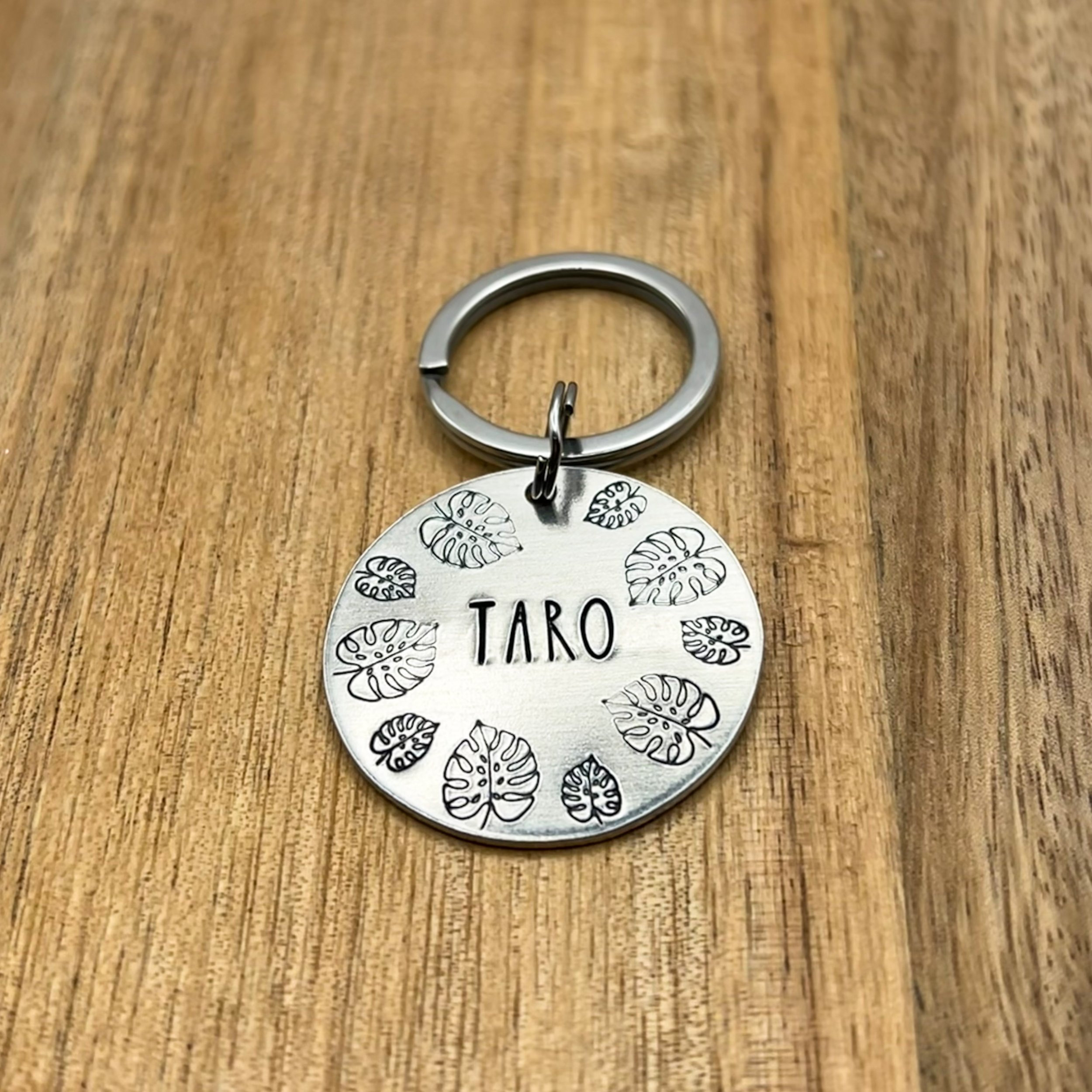 monstera madness pet ID tag | custom metal hand stamped tag