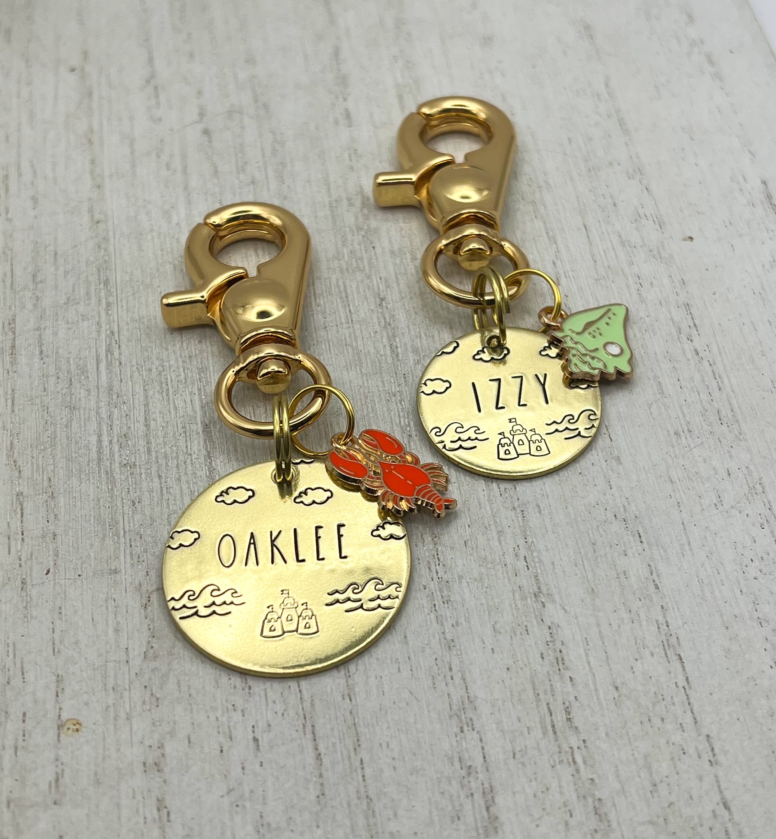 beach haze pet ID tag | custom metal hand stamped tag