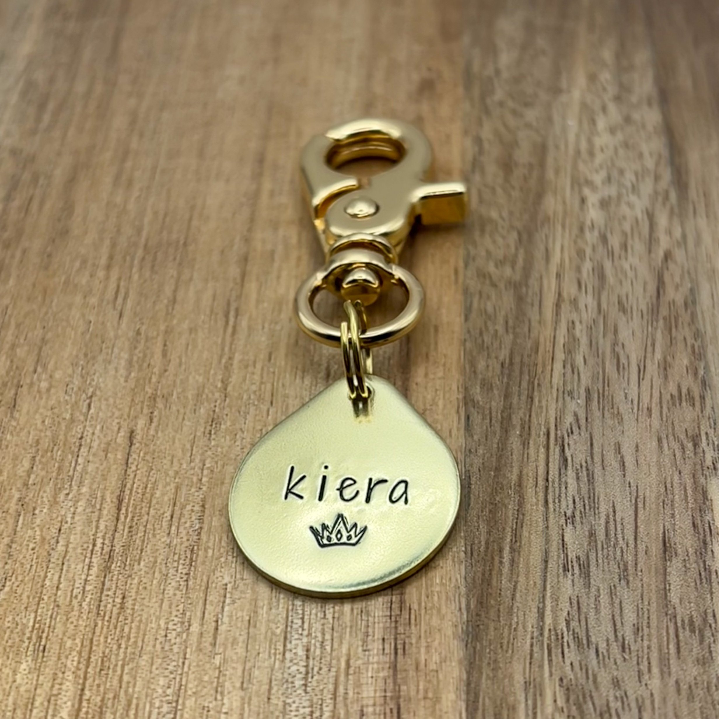 queen bee pet ID tag | custom metal hand stamped tag