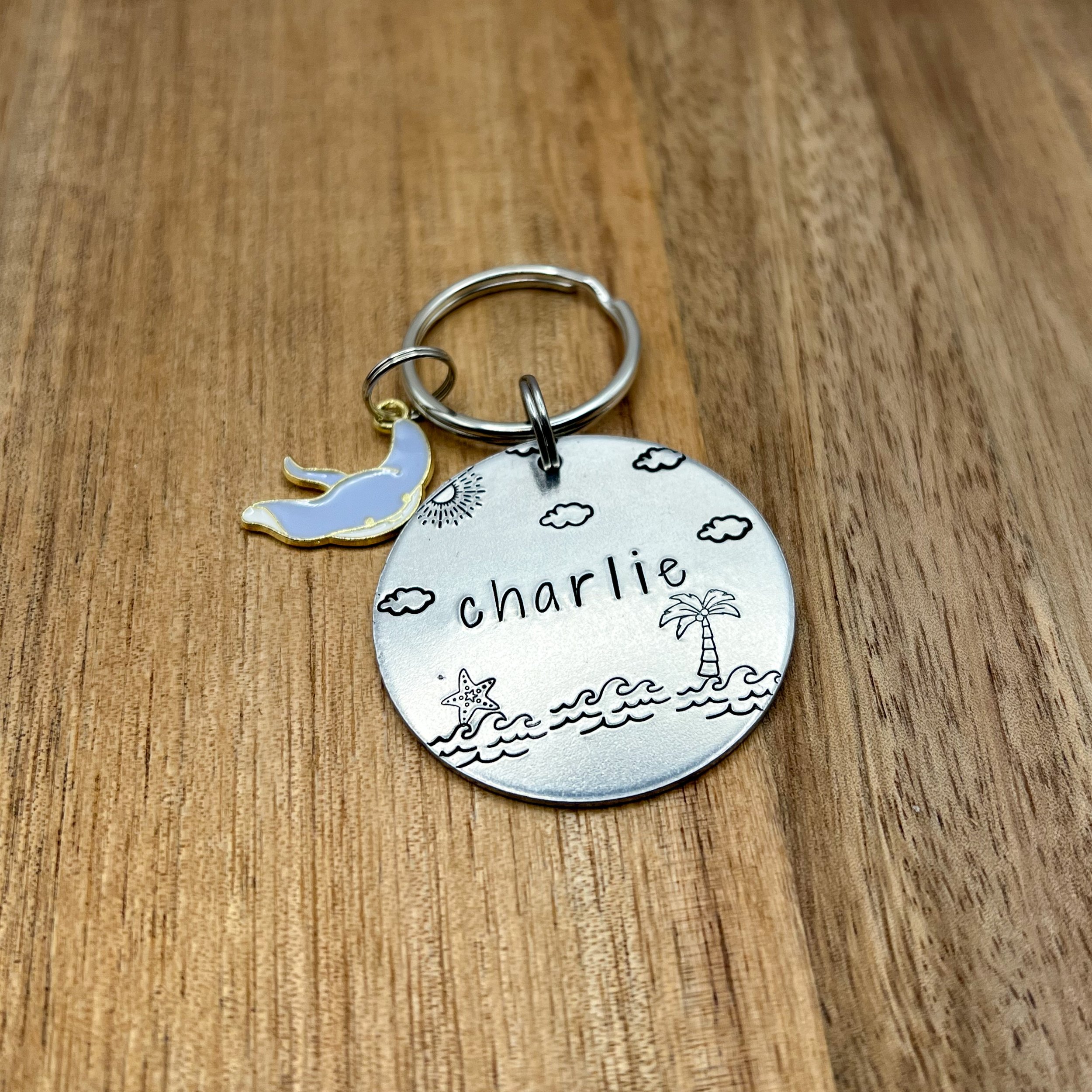 on island time pet ID tag | custom metal hand stamped tag