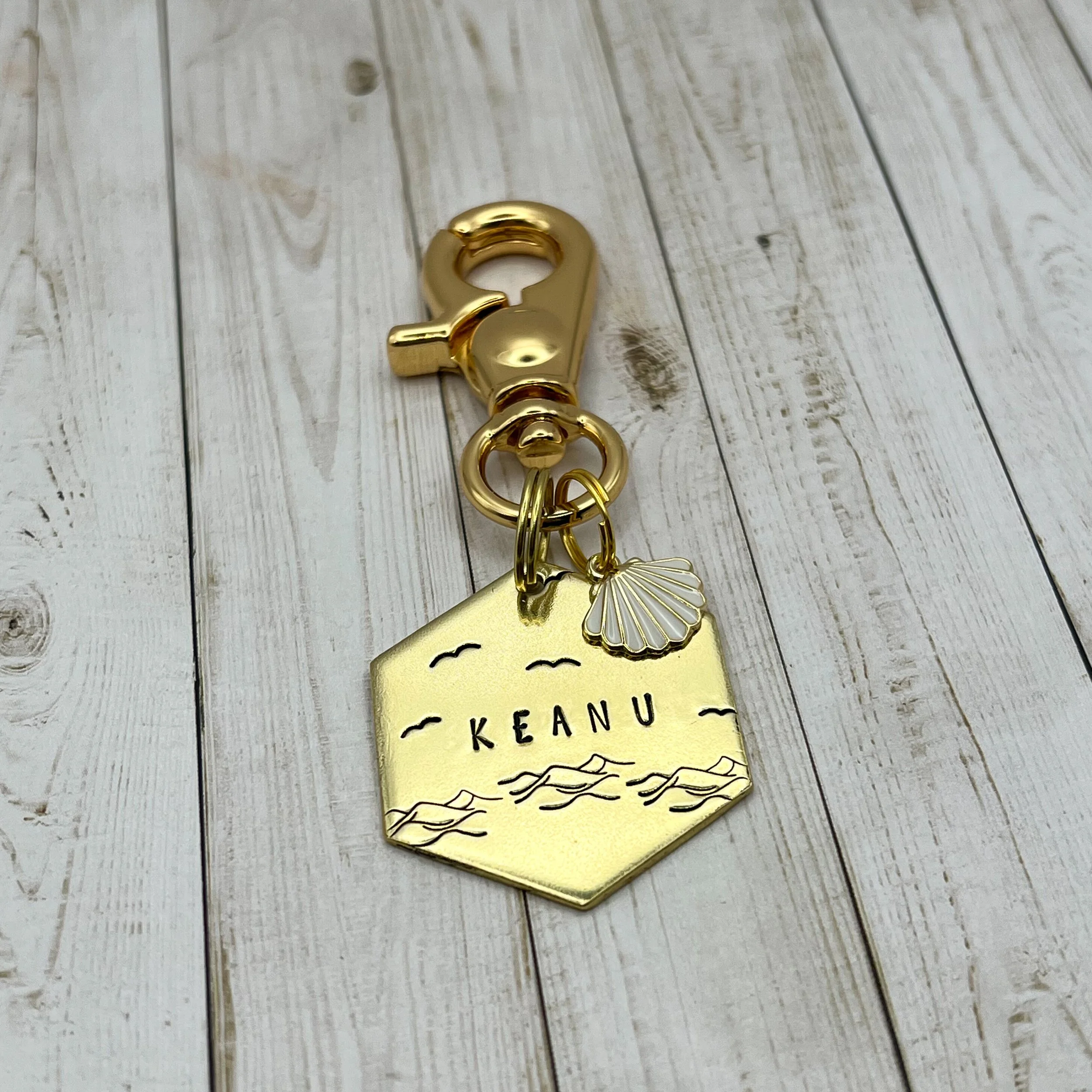 ocean breeze pet ID tag | custom metal hand stamped tag