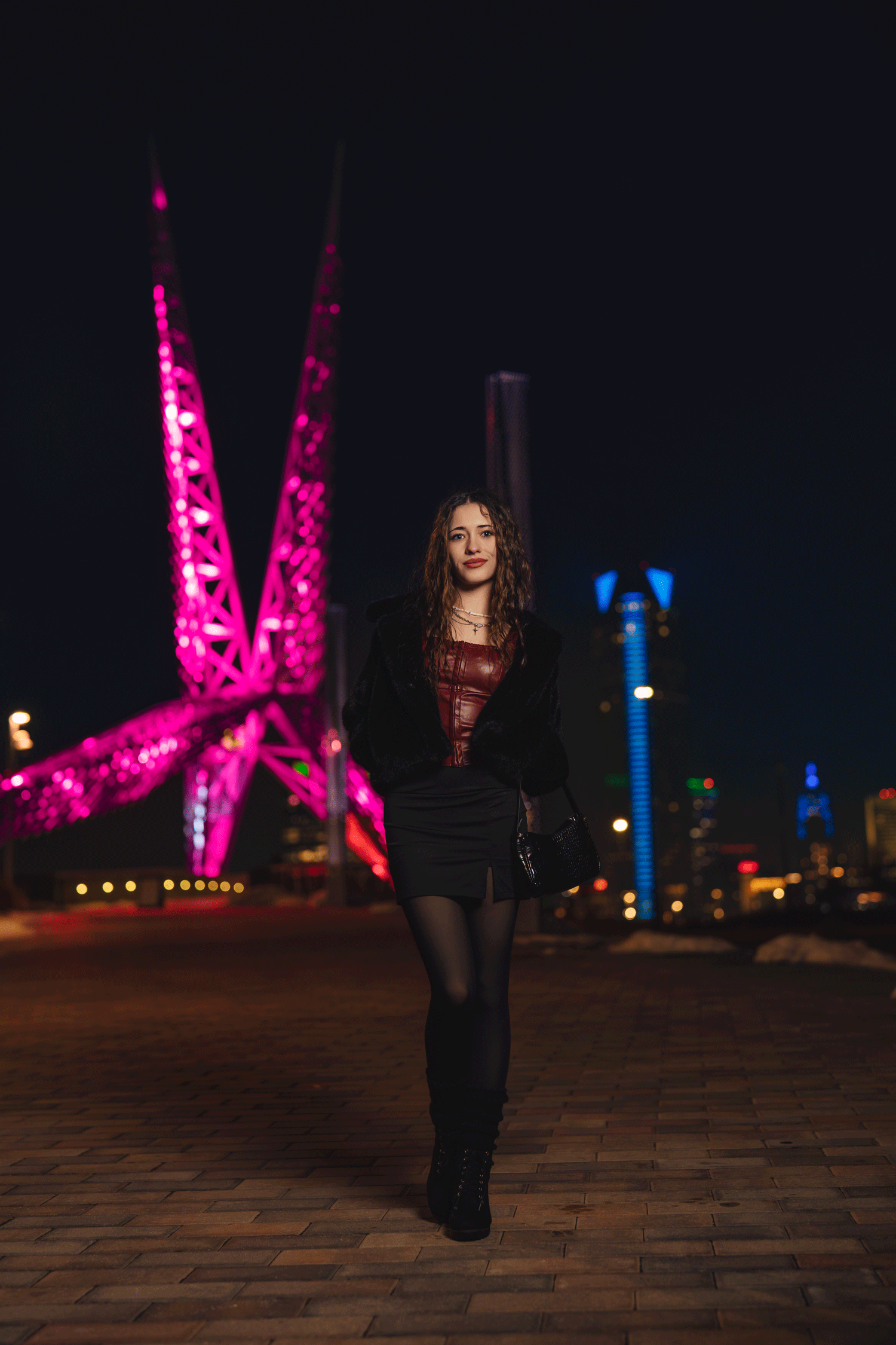 senior girl night portrait