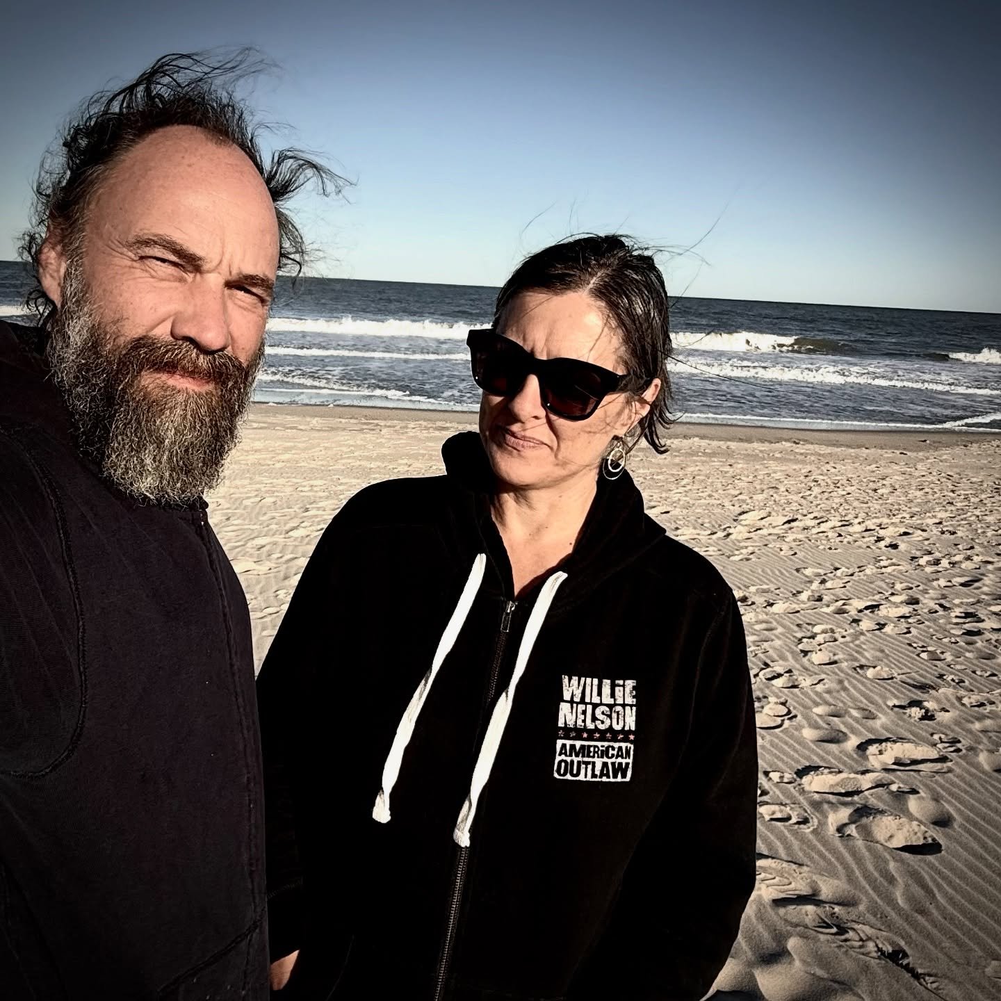 This is at the beach we drove past in Delaware last month.  Now it's colder out. We're at @thedreamawaylodge in Becket, MA tomorrow night, Saturday Nov 15. Show at 8!&hearts;️&hearts;️