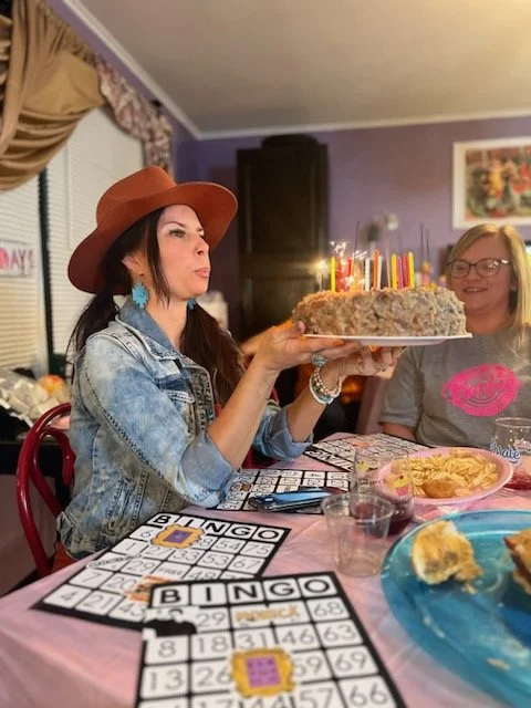 Pic of Gina with BD cake - PWF.JPG