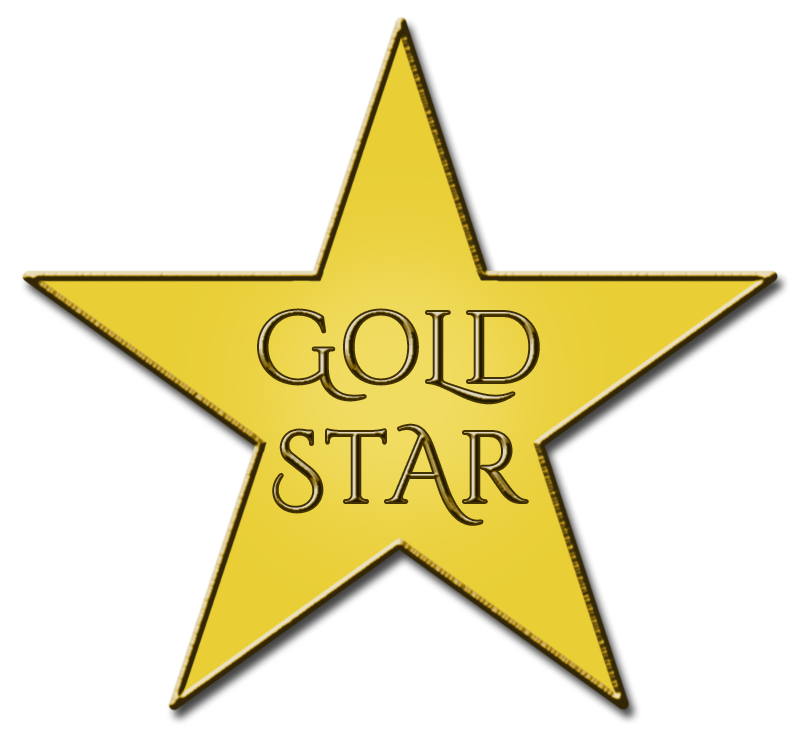 A gold star with the words "Gold star" in the middle