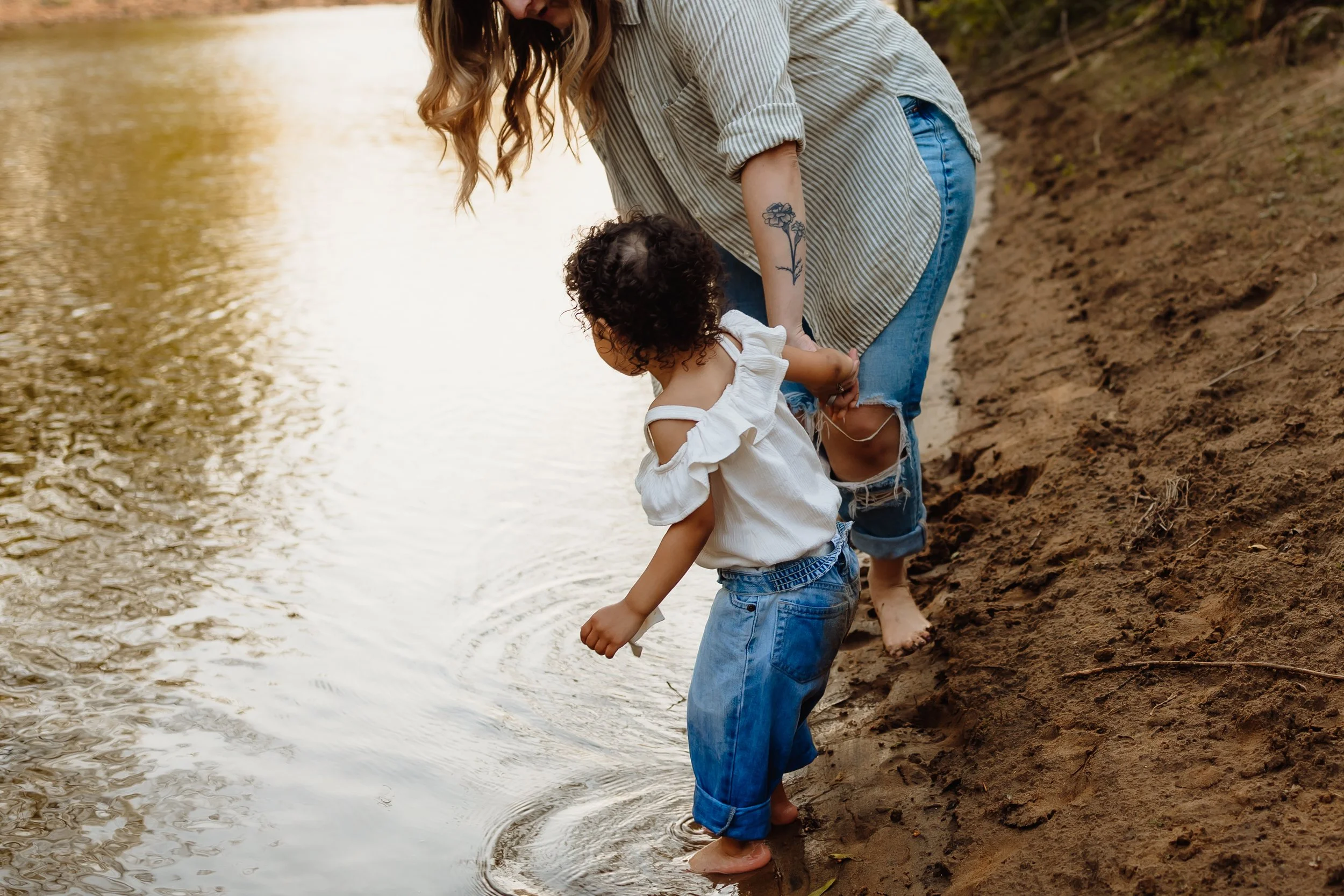 fun in the creek with mom | Charlotte NC family photographer