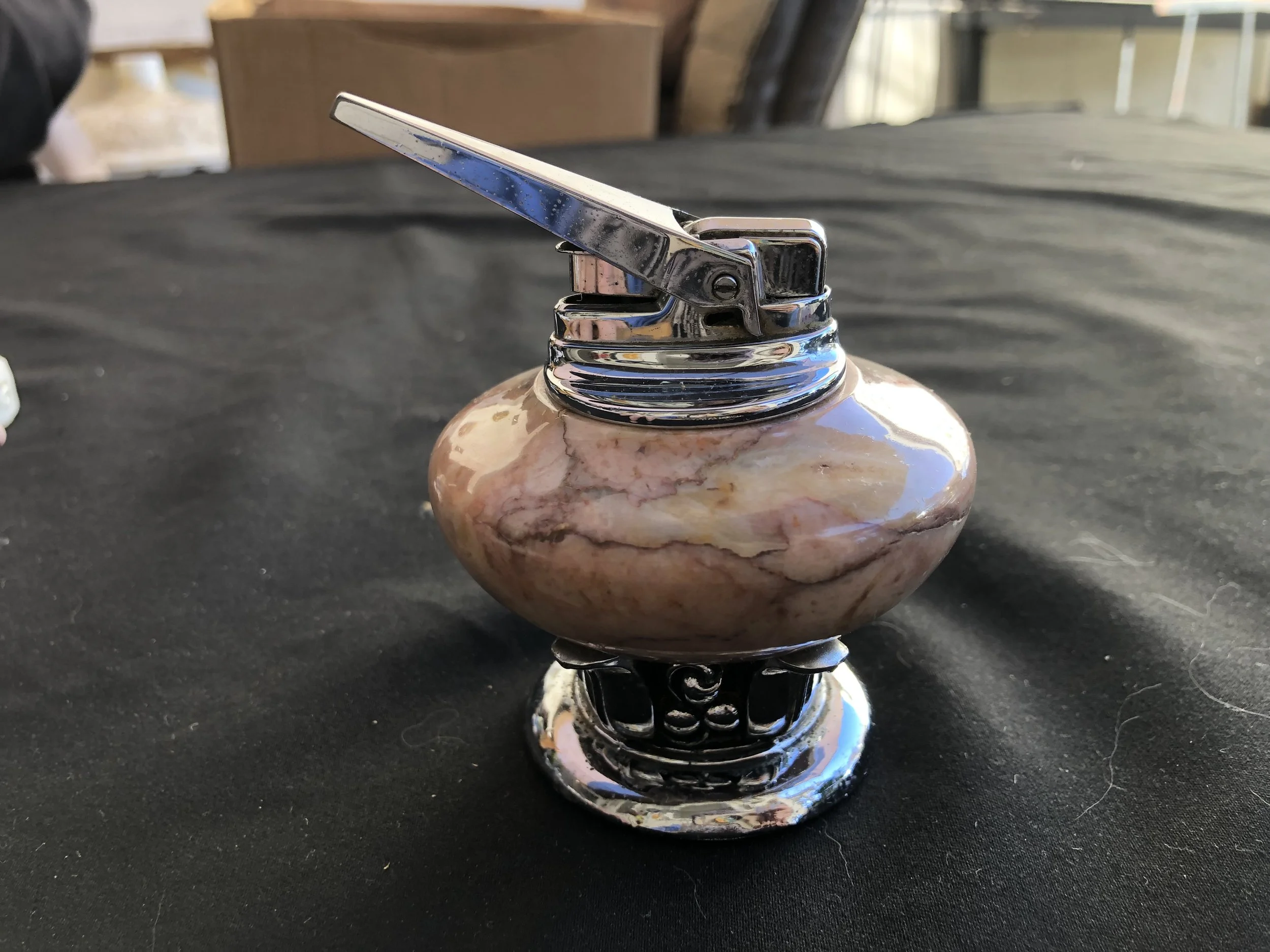 vintage table cigarette lighters Ronson – Marble and Chromium Table Cigarette Lighter - 1955