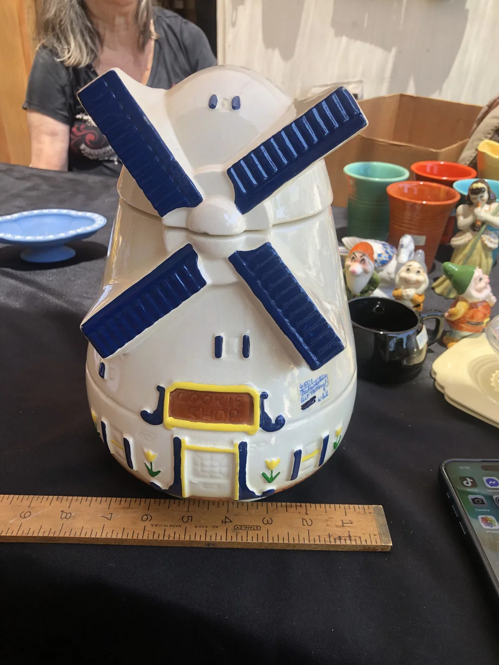 1940's Vintage Fredricksburg Art Pottery Co. Dutch Blue Windmill