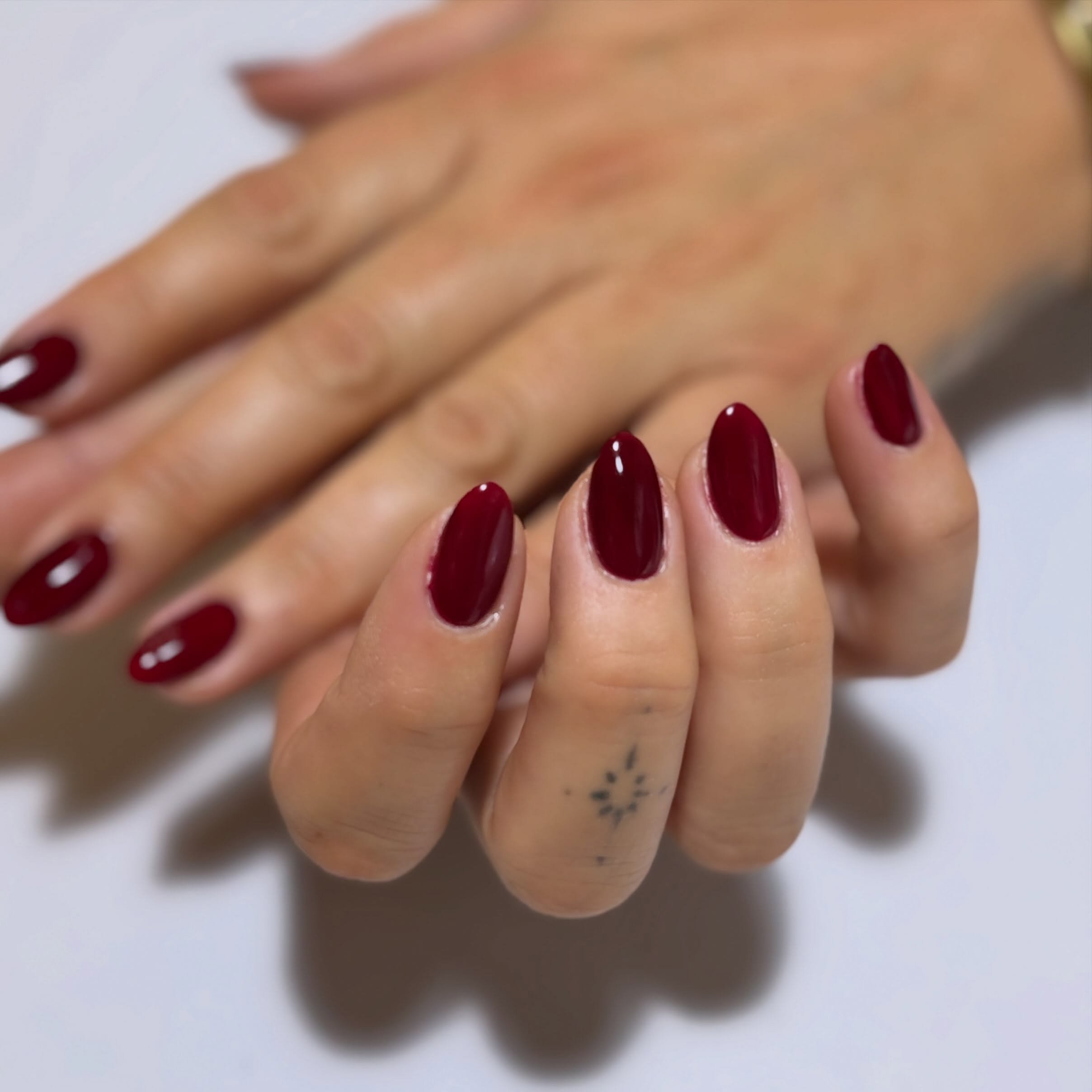A gorgeous blood red. #gelnails #gel #naturalnails #rednails #nails @ateliersalon19