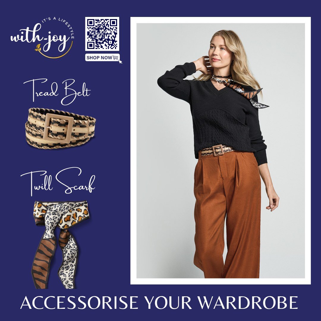 🌟 Elevate your style with the timeless sophistication of the Twill Starf and Tread Belt from @cabiclothing 

✨ Whether you're dressing up for a night out or keeping it casual for brunch with friends, these accessories add the perfect finishing touch