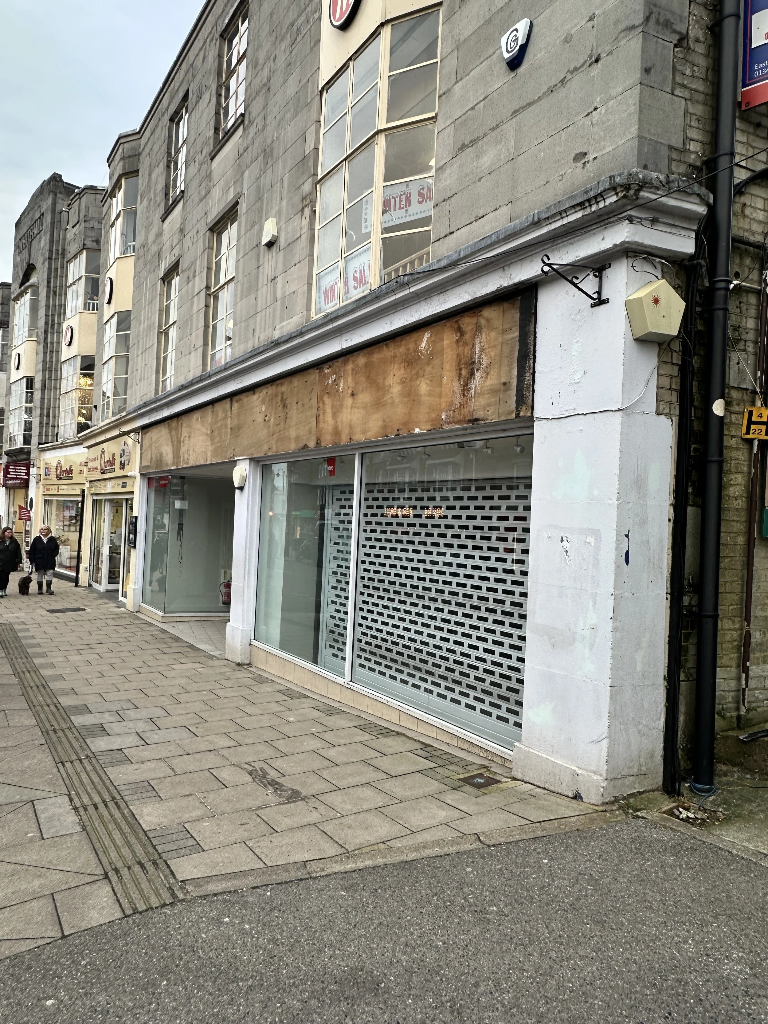 Empty shops in a once thriving market town