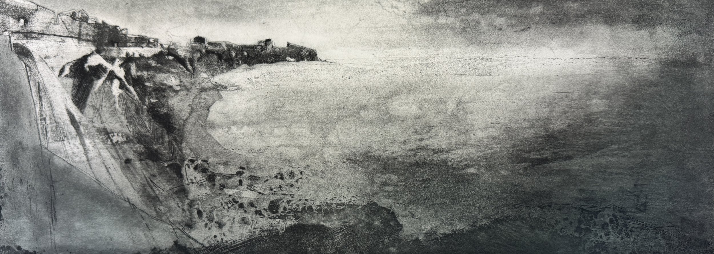 Pictland | the end | 52 x 19 cm | etching / acetone transfer on paper