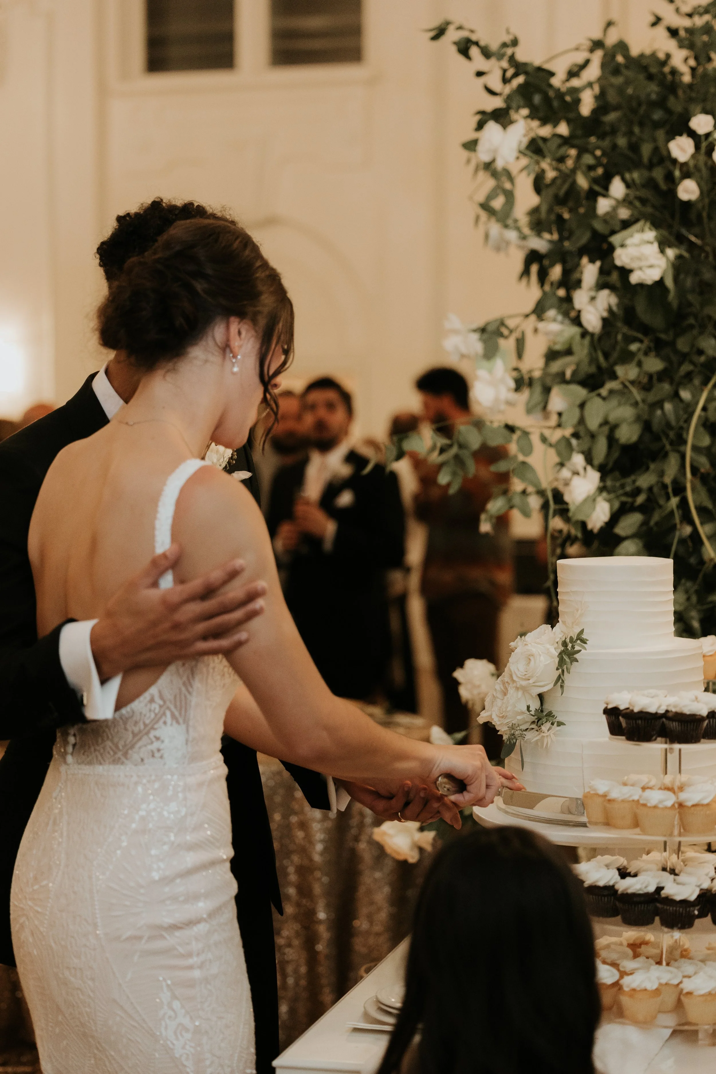 Downtown Salt Lake City White Wedding Ceremony Commercial Club Building 