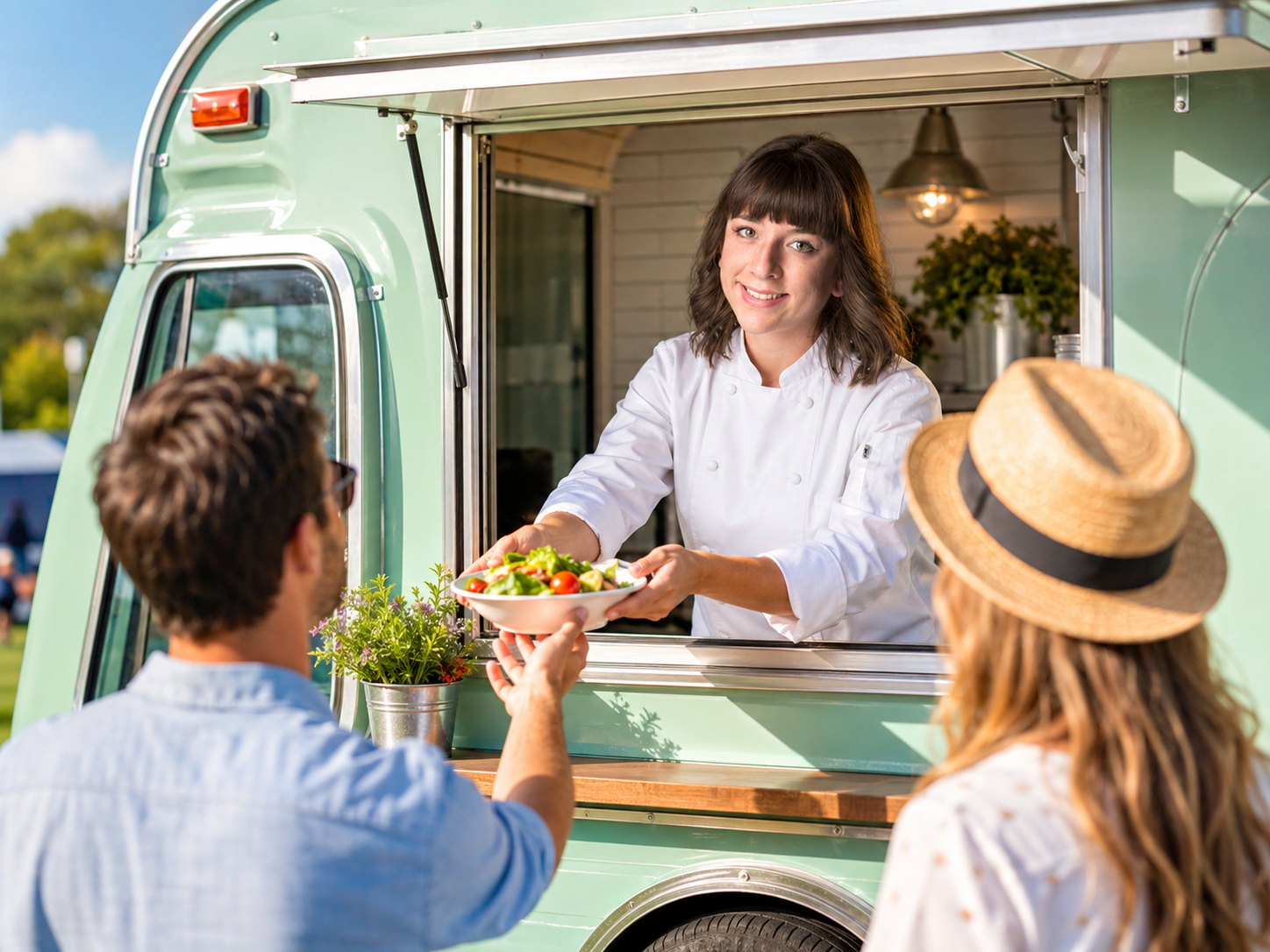 Lalu’s catering trailer serving guests at an outdoor Southern California event