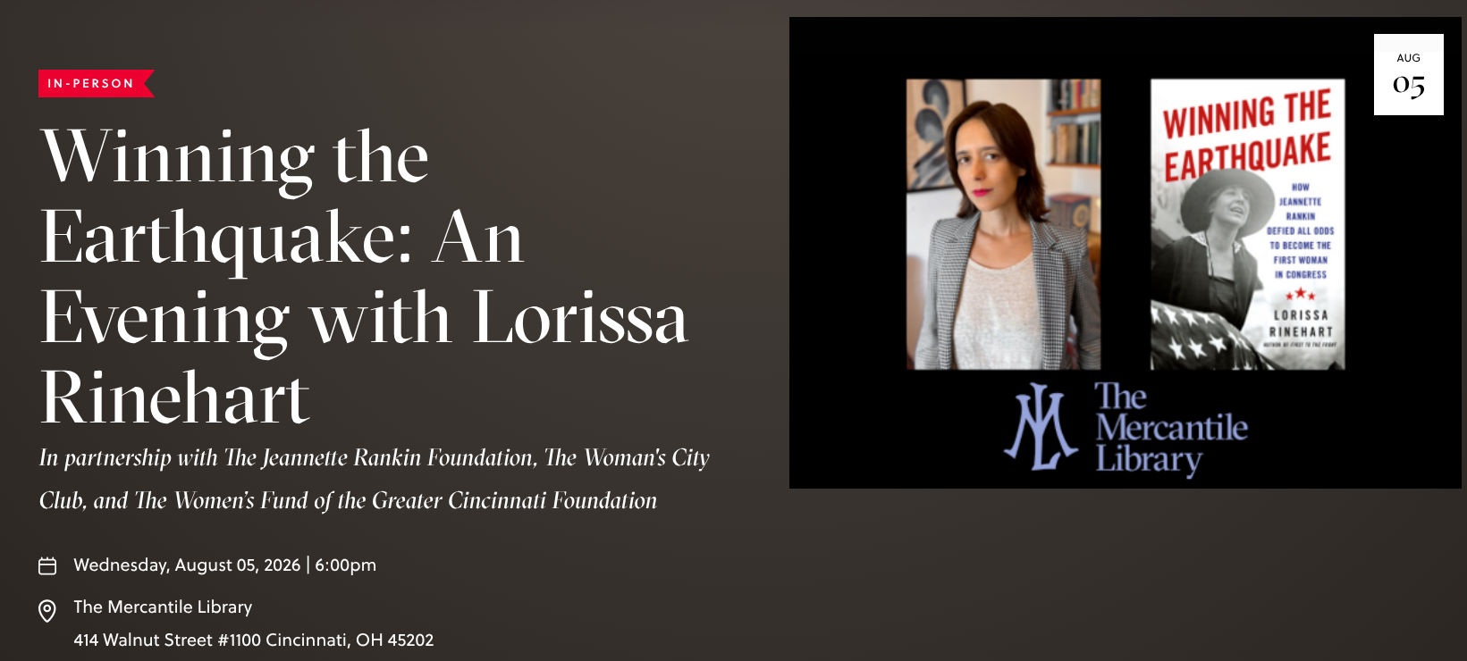 Winning the Earthquake: An Evening with Lorissa Rinehart