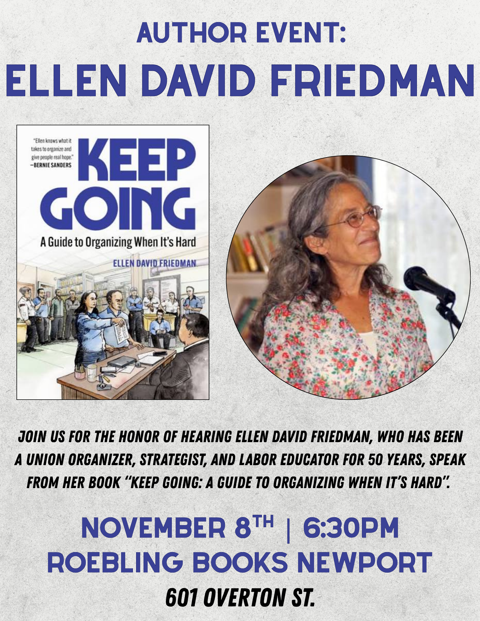 Author Event: Ellen David Friedman "Keep Going: A Guide to Organizing When It's Hard"