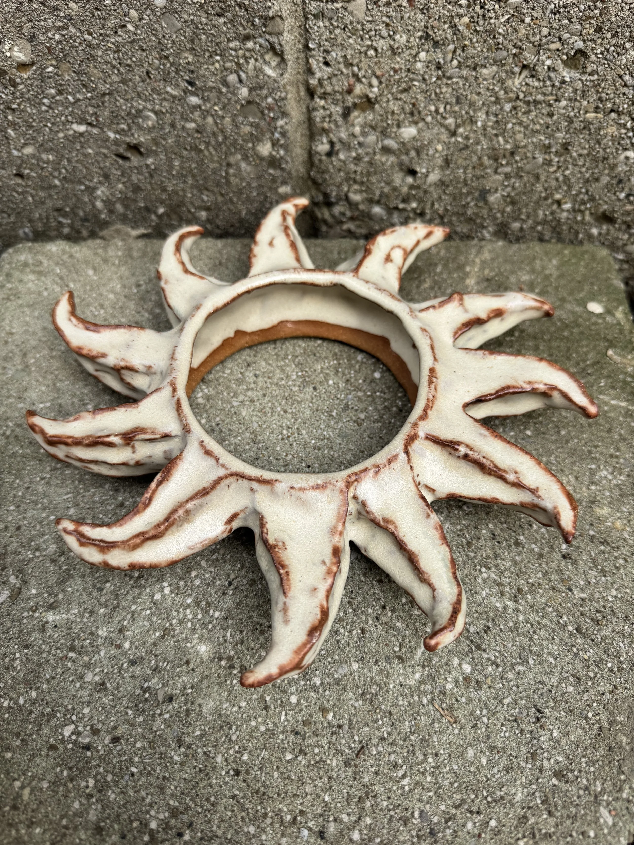 Large Clay Ceramic Spiked Cream 001 Bangle
