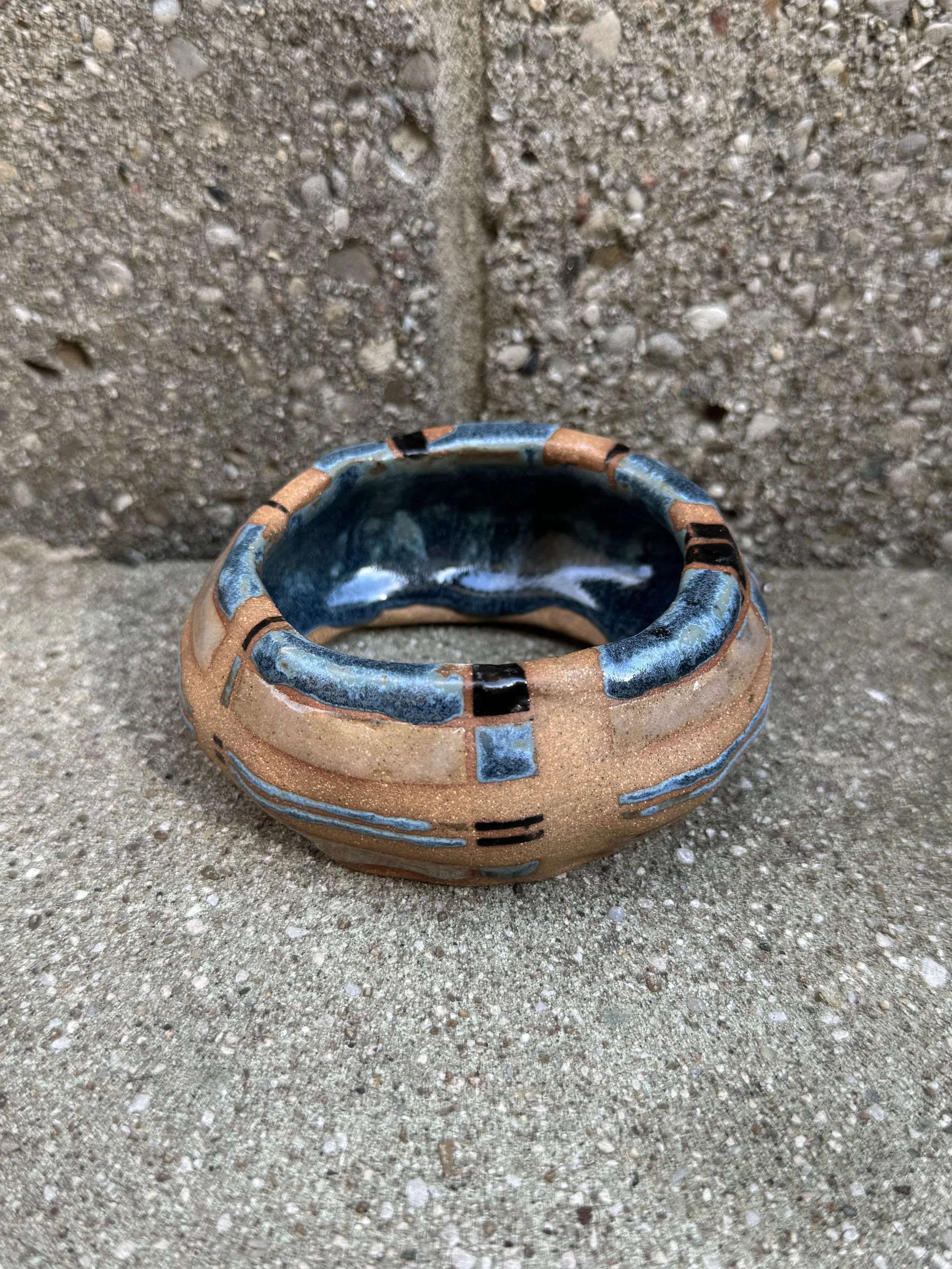 Clay Ceramic Blue Plaid Bangle