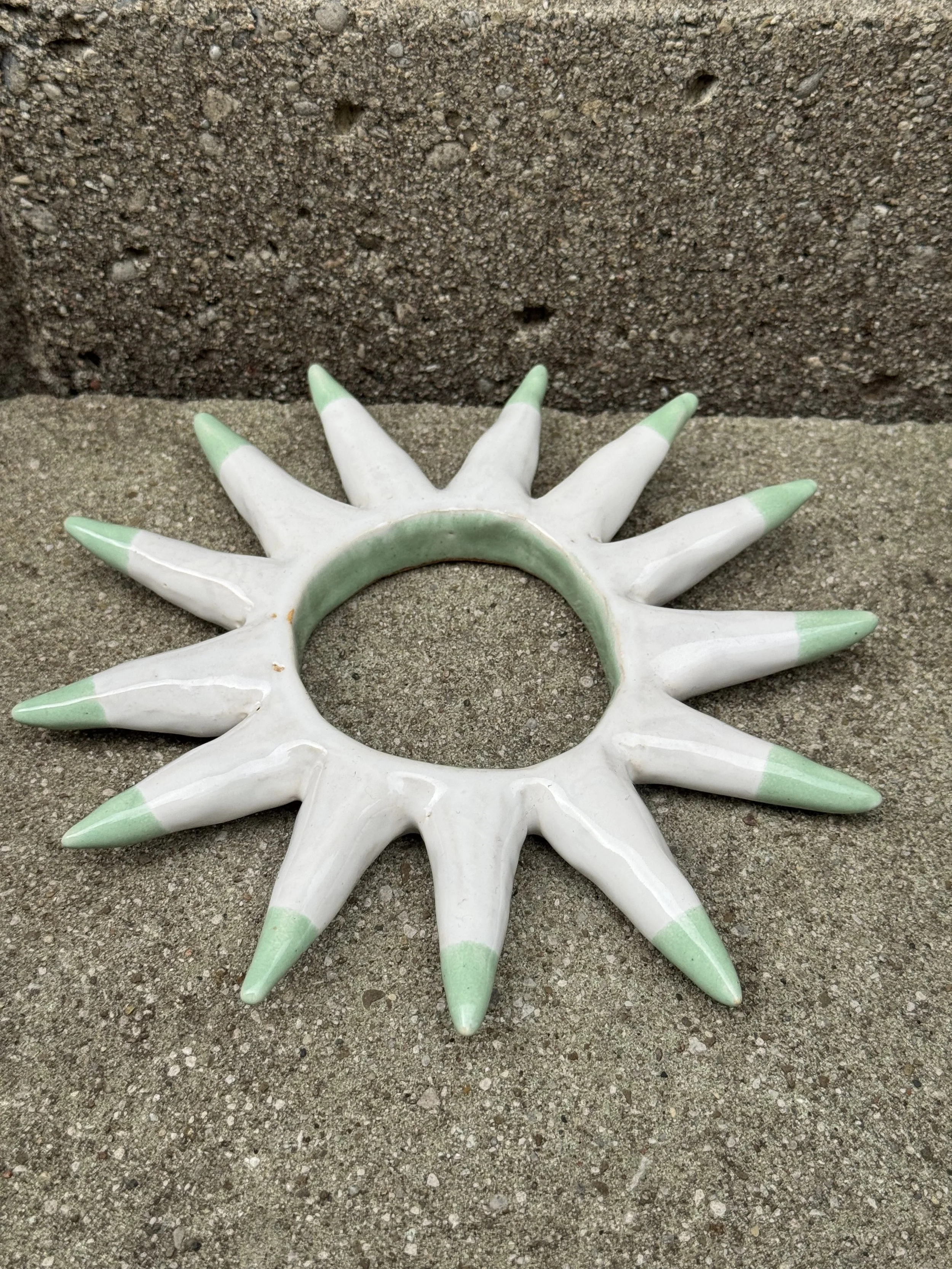 Clay Ceramic Green Spiky Bangle