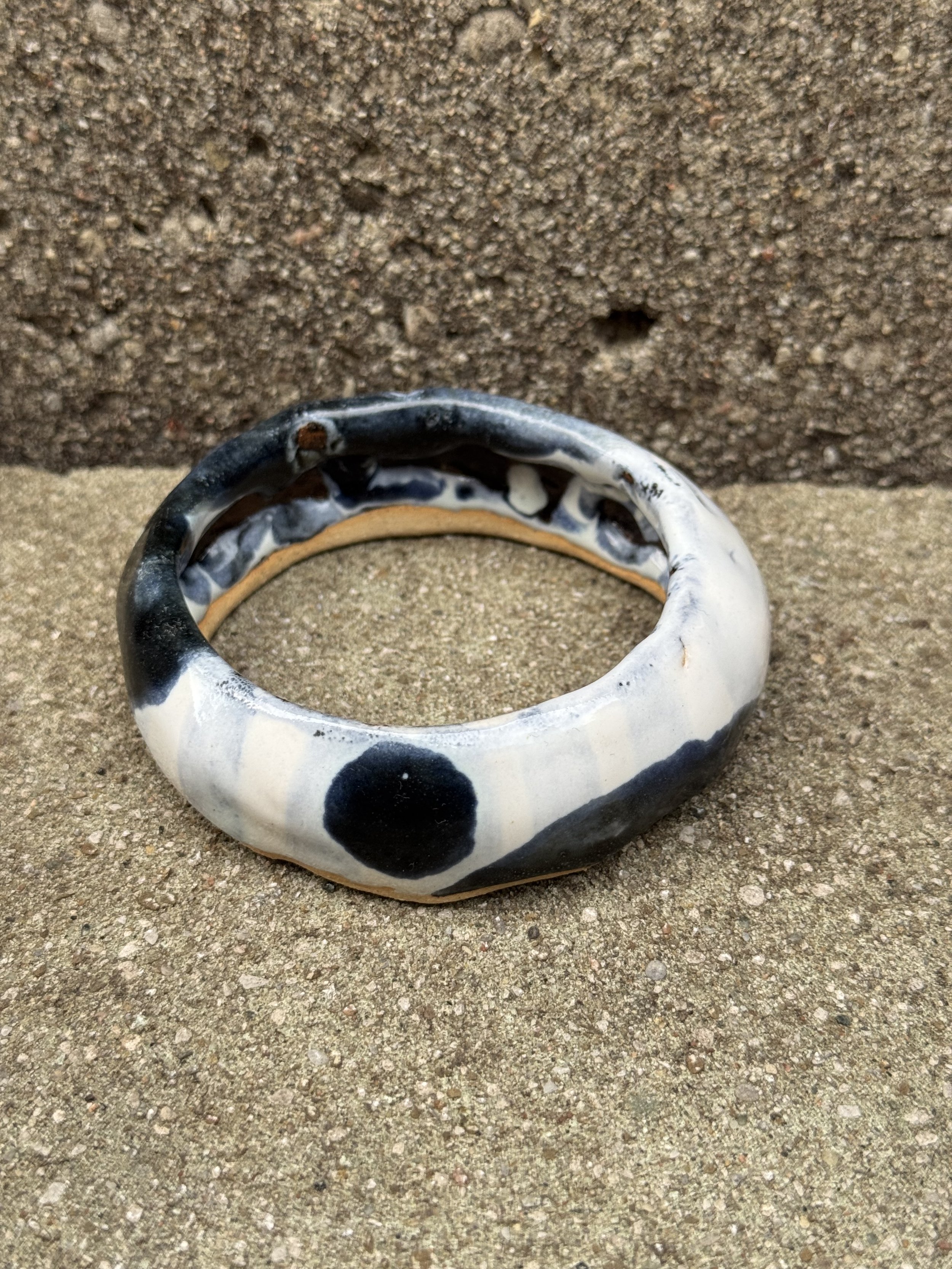 Clay Ceramic Black and White Bangle