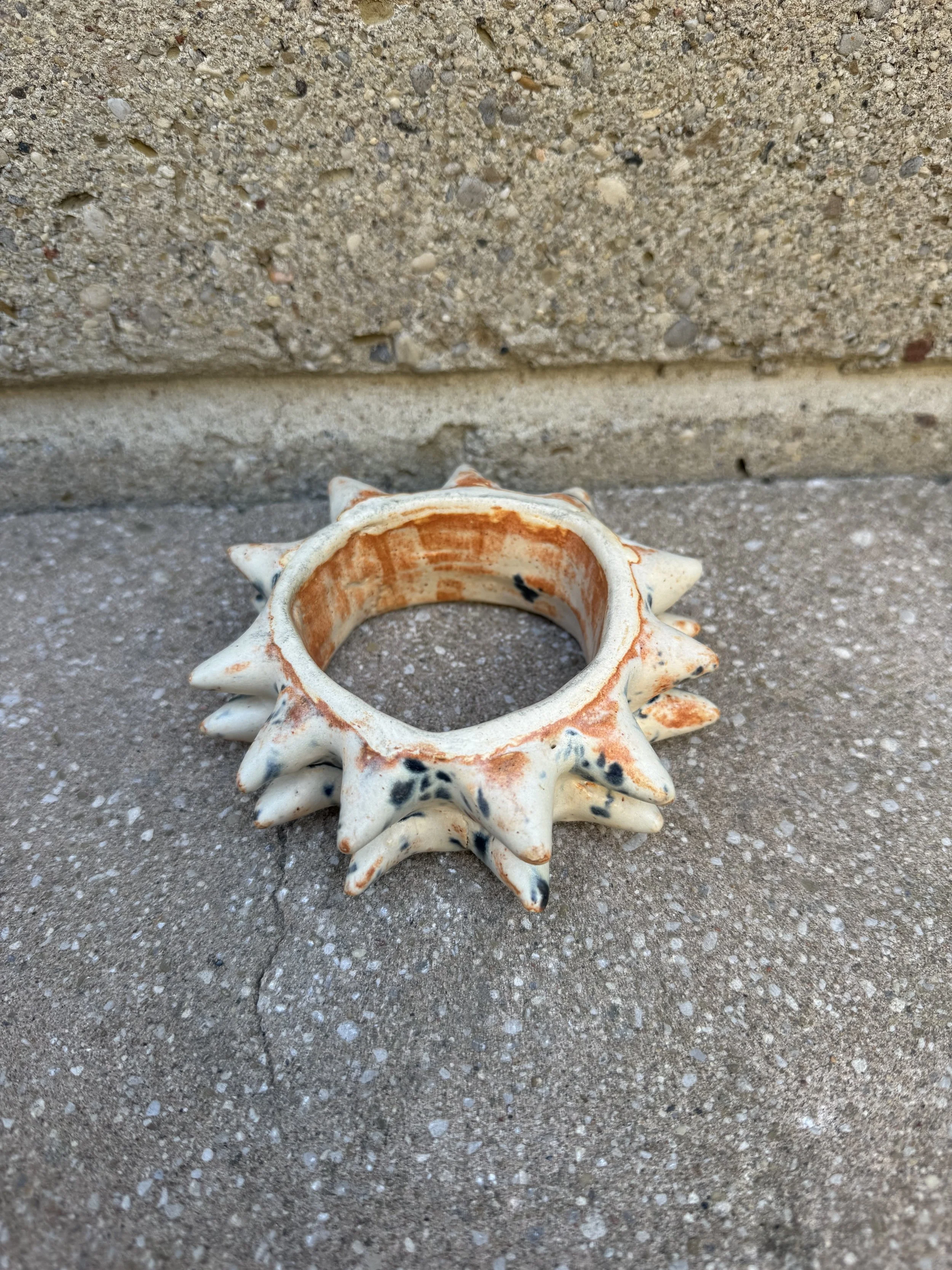 Clay Ceramic Spiky Cream Bangle